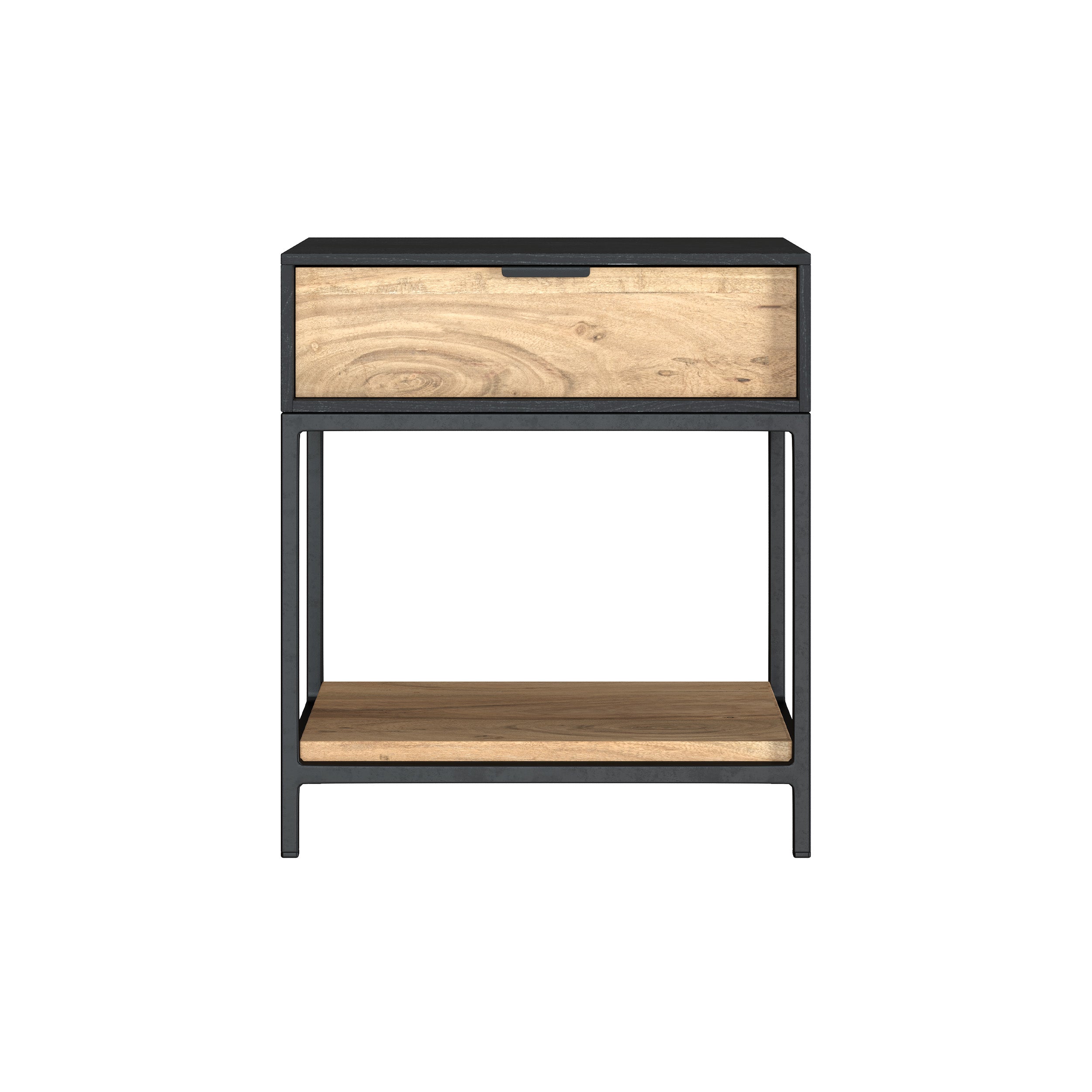 table de chevet jackson en bois acacia pieds metal noir 1 tiroir