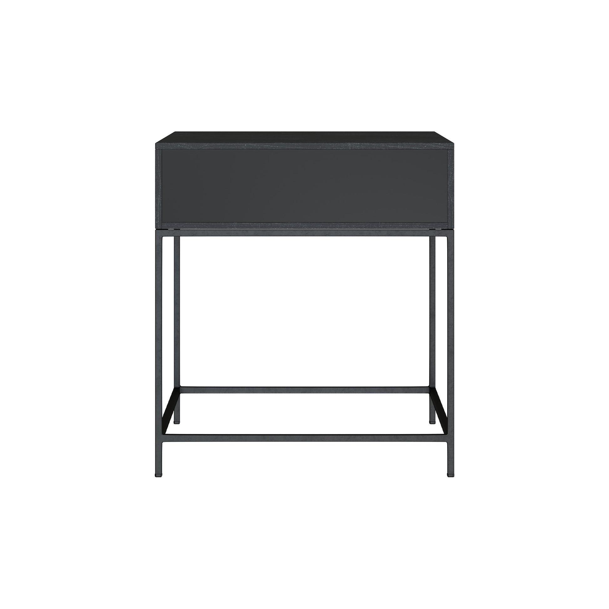 table de chevet jakson rangement bois acacia metal noir