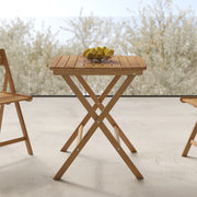 Table de jardin pliante Siquijor carré en bois d'acacia huilé 2 personnes