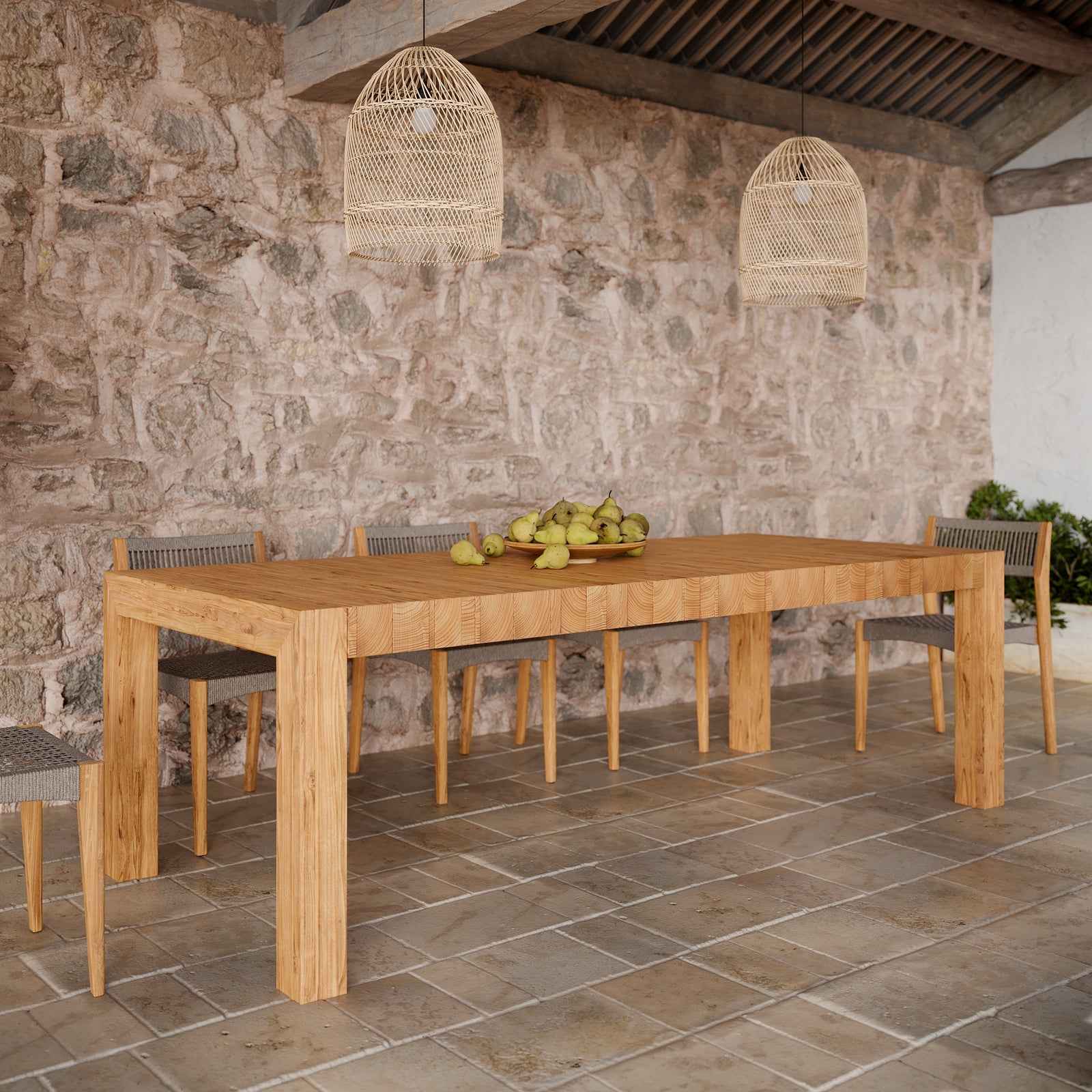 table de jardin en bois de teck zia rectangulaire exterieur