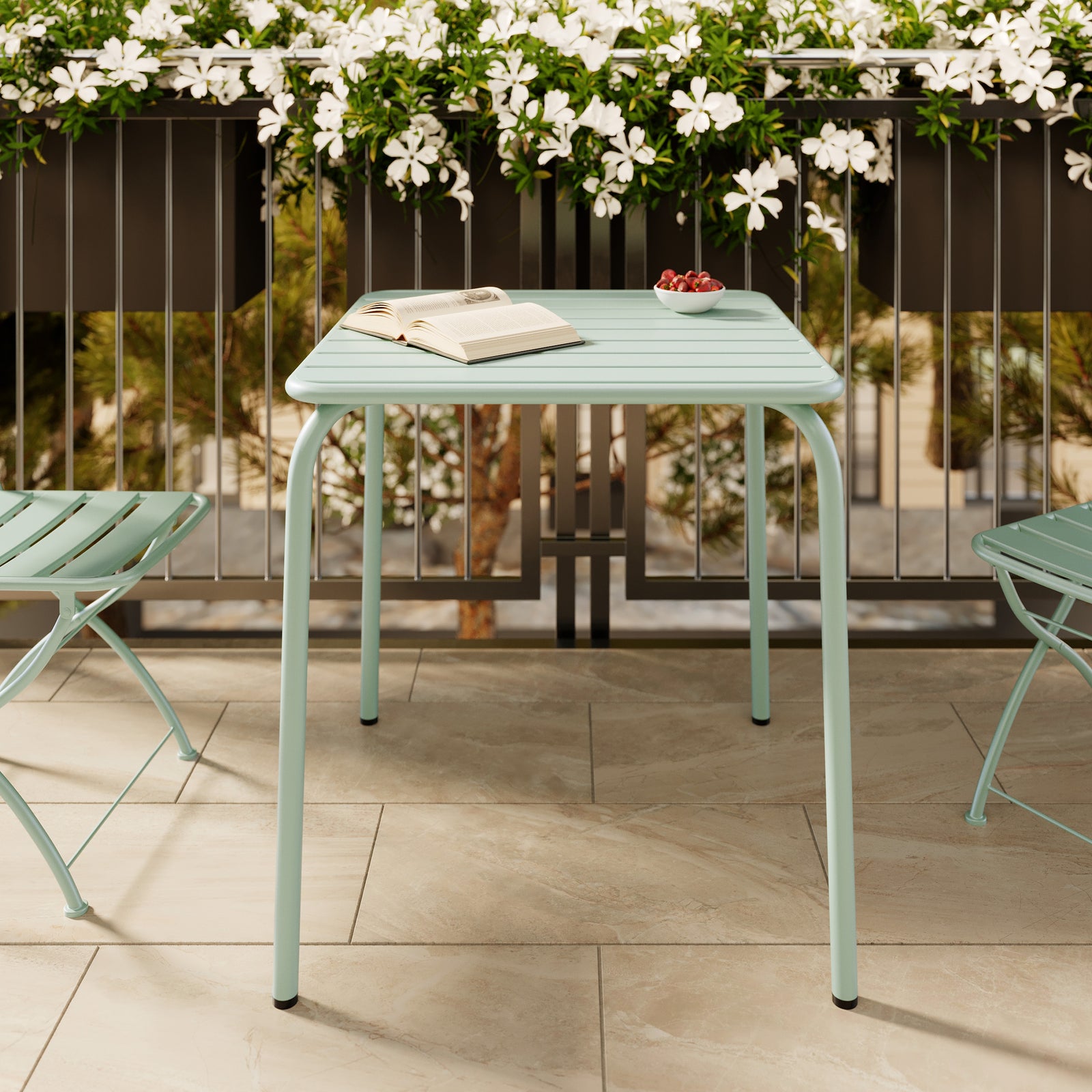 table de jardin en metal vert yumi carre