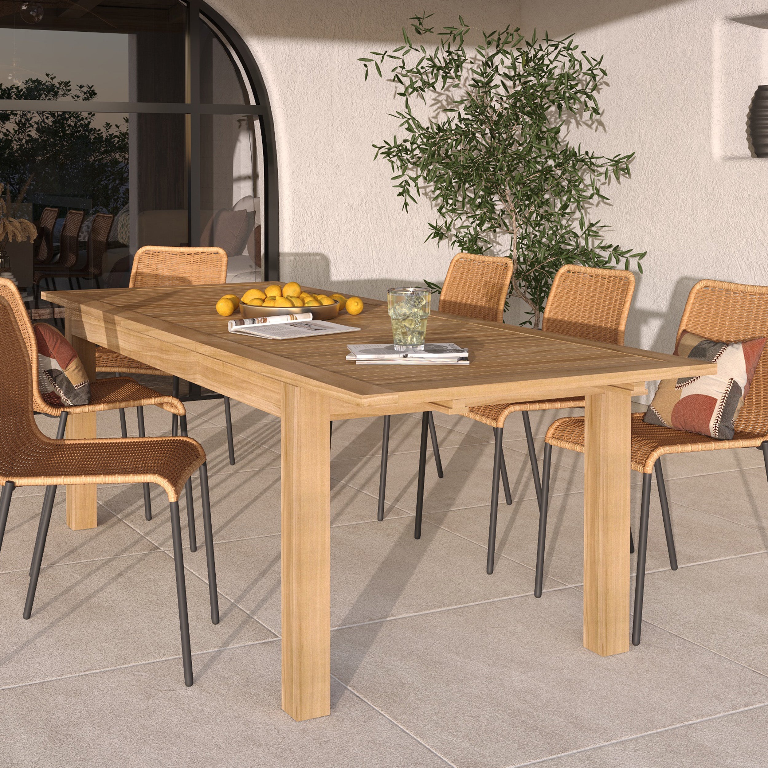 table de jardin extensible 180 240 cm bois de teck nido