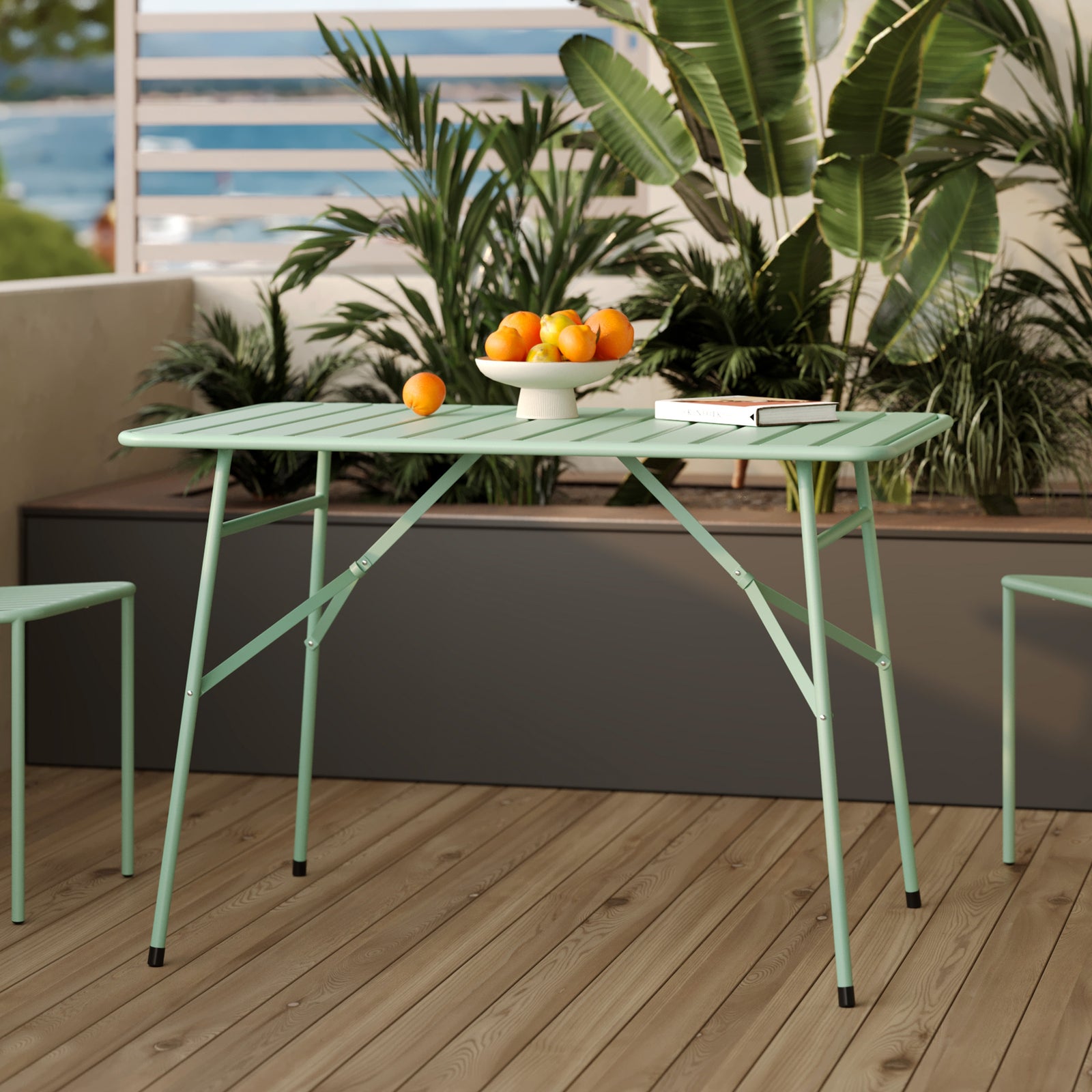table de jardin verte 4 personnes pliante exterieur yumi