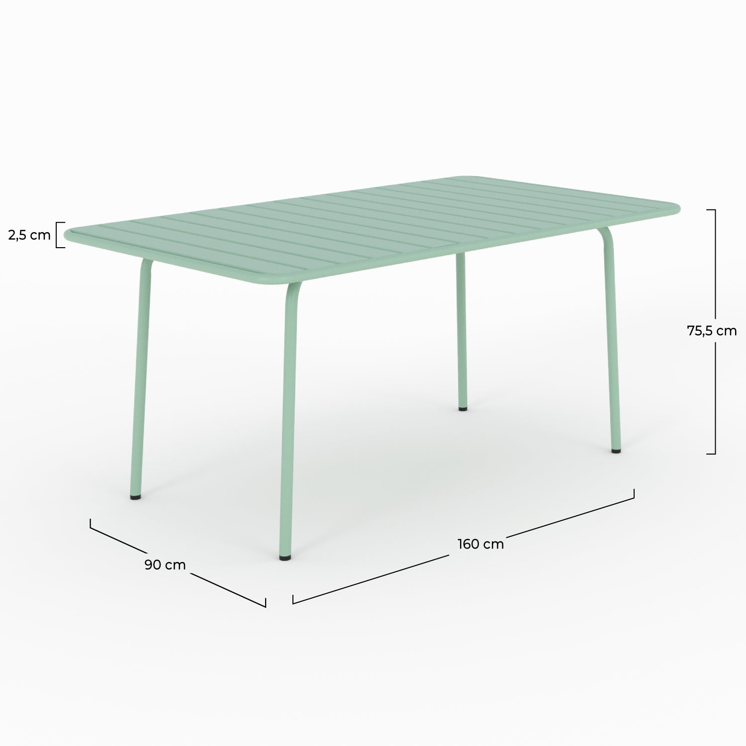 table de jardin yumi en metal vert 6 personnes rectangle