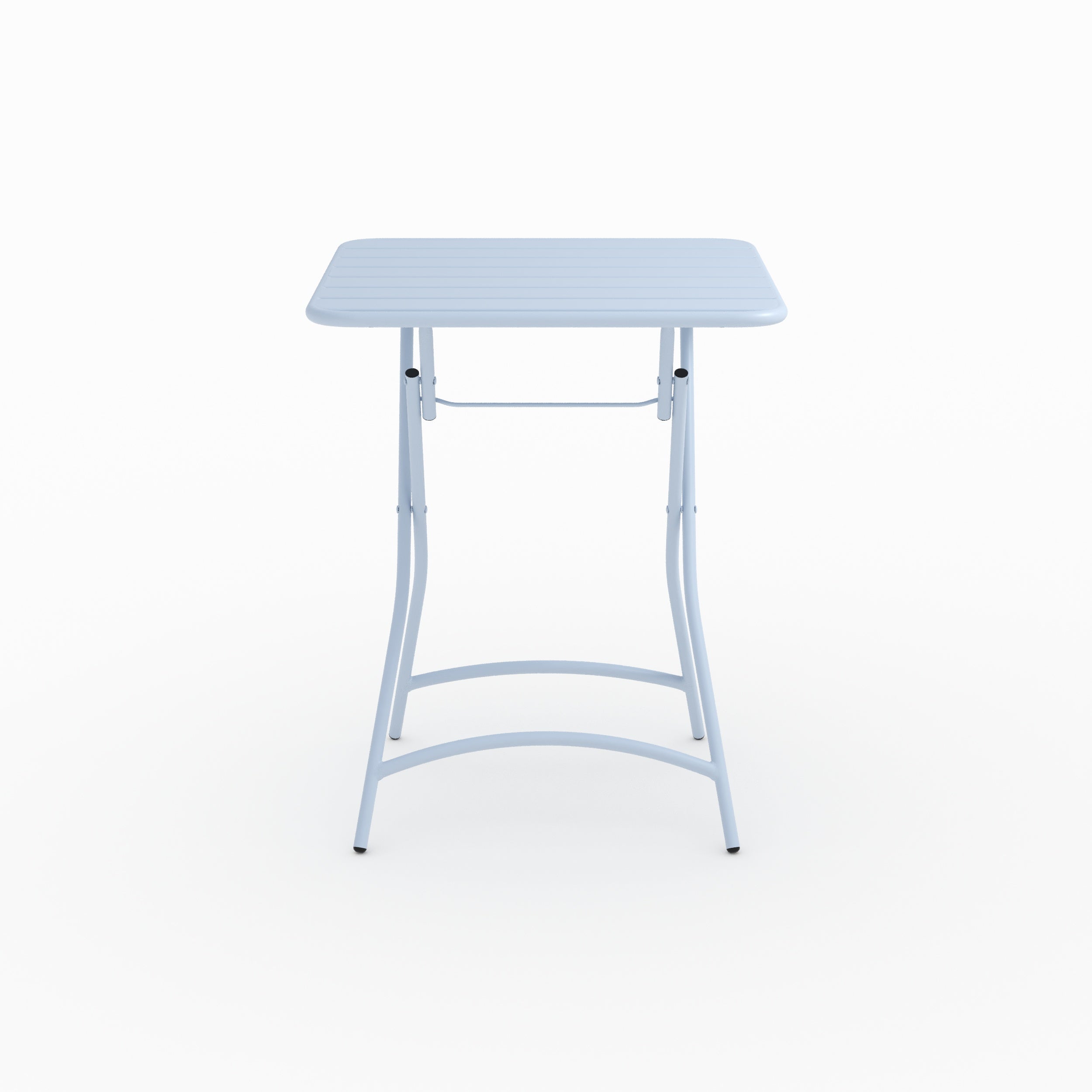 Table de jardin Yumi pliante en metal bleu pastel 2 personnes