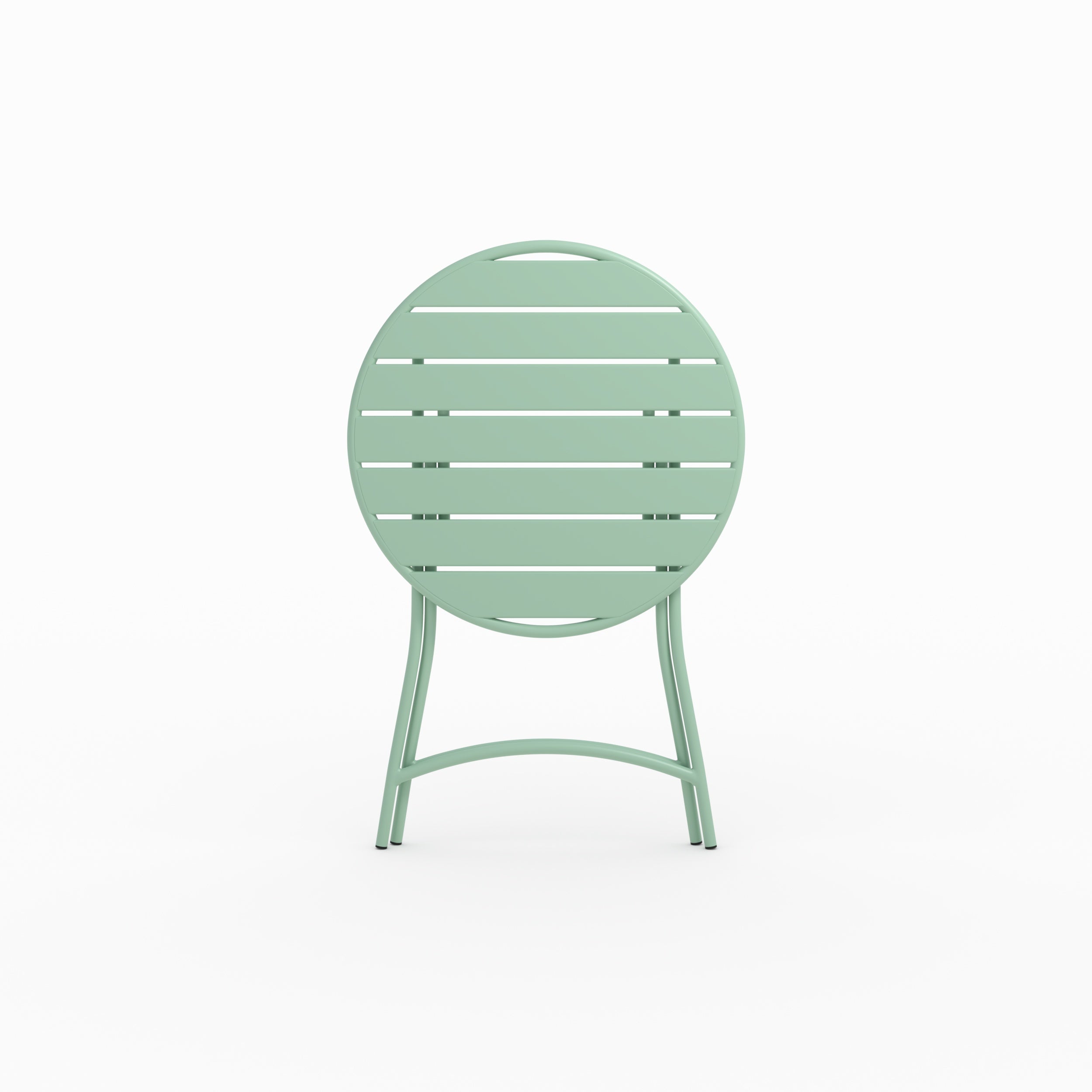 Table de jardin Yumi ronde et pliante en metal vert clair 2 personnes