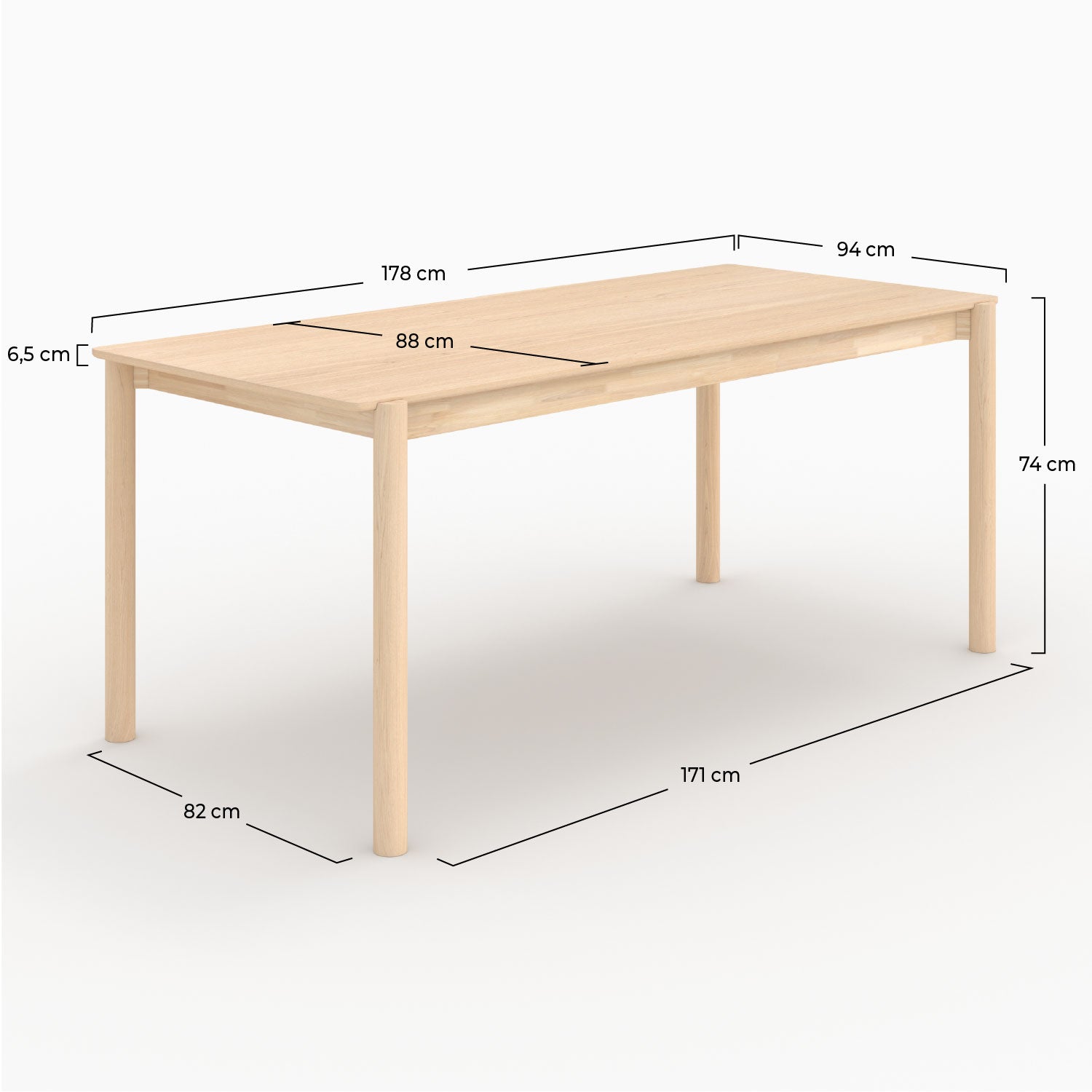 Tavolo rettangolare Irène in legno di frassino 6 posti