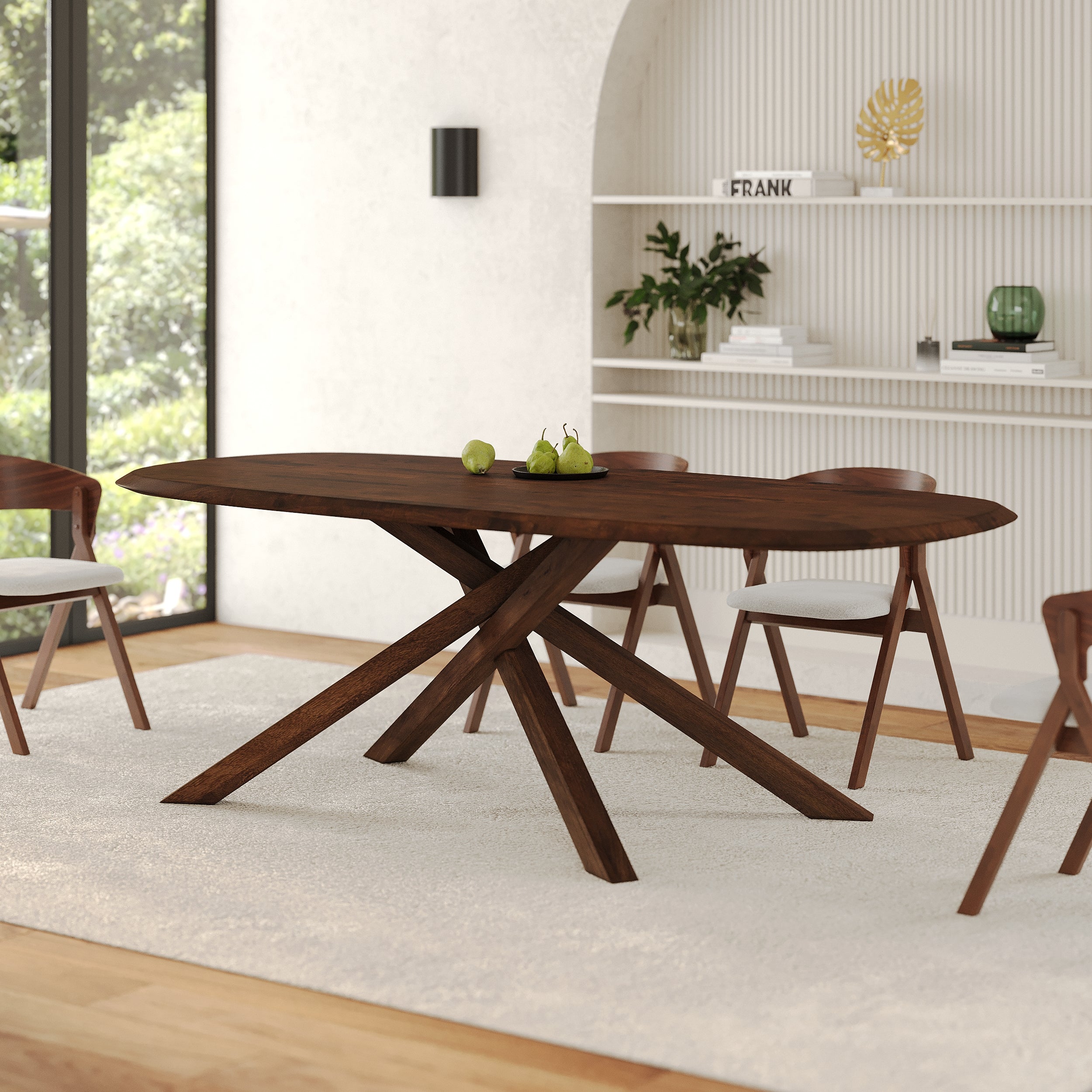 table en bois fonce hevea massif 10 personnes aladin
