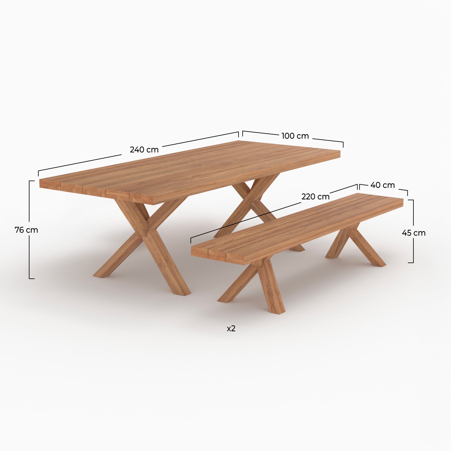 table et bancs de jardin 10 places soraya en bois de teck recycle