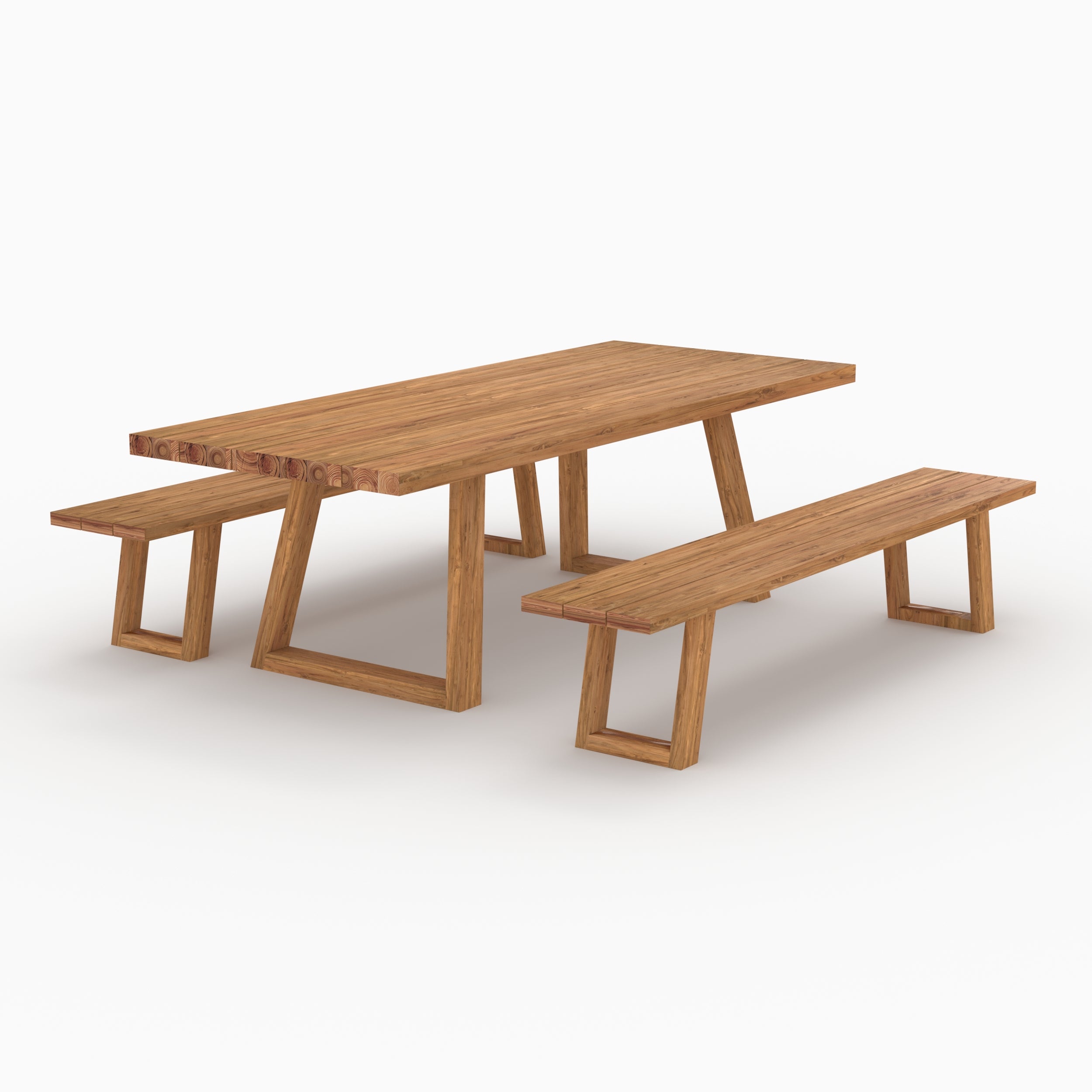 table et bancs de jardin luma 10 personnes en bois de teck