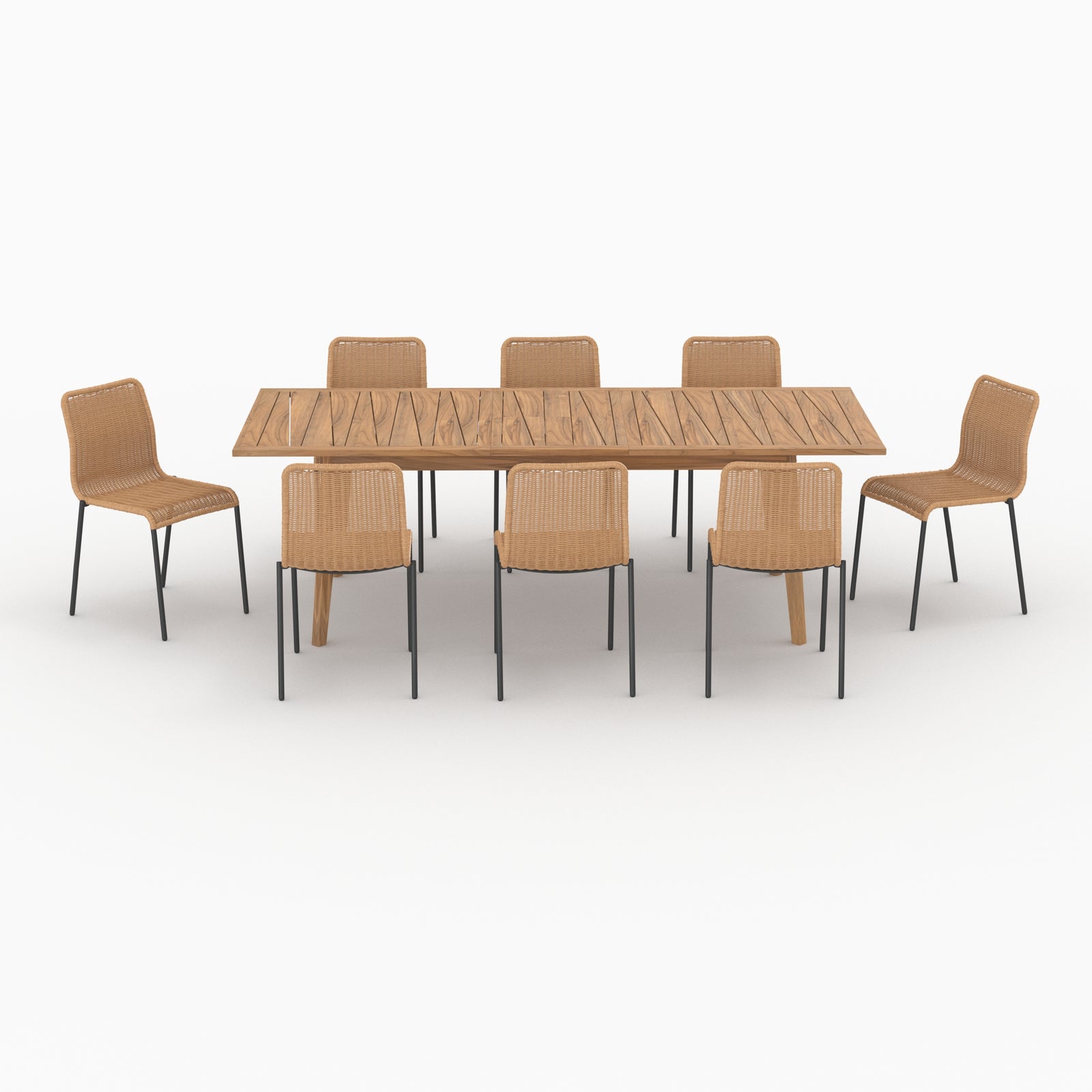 table et chaise de jardin 8 personnes bois resine tresse tunga