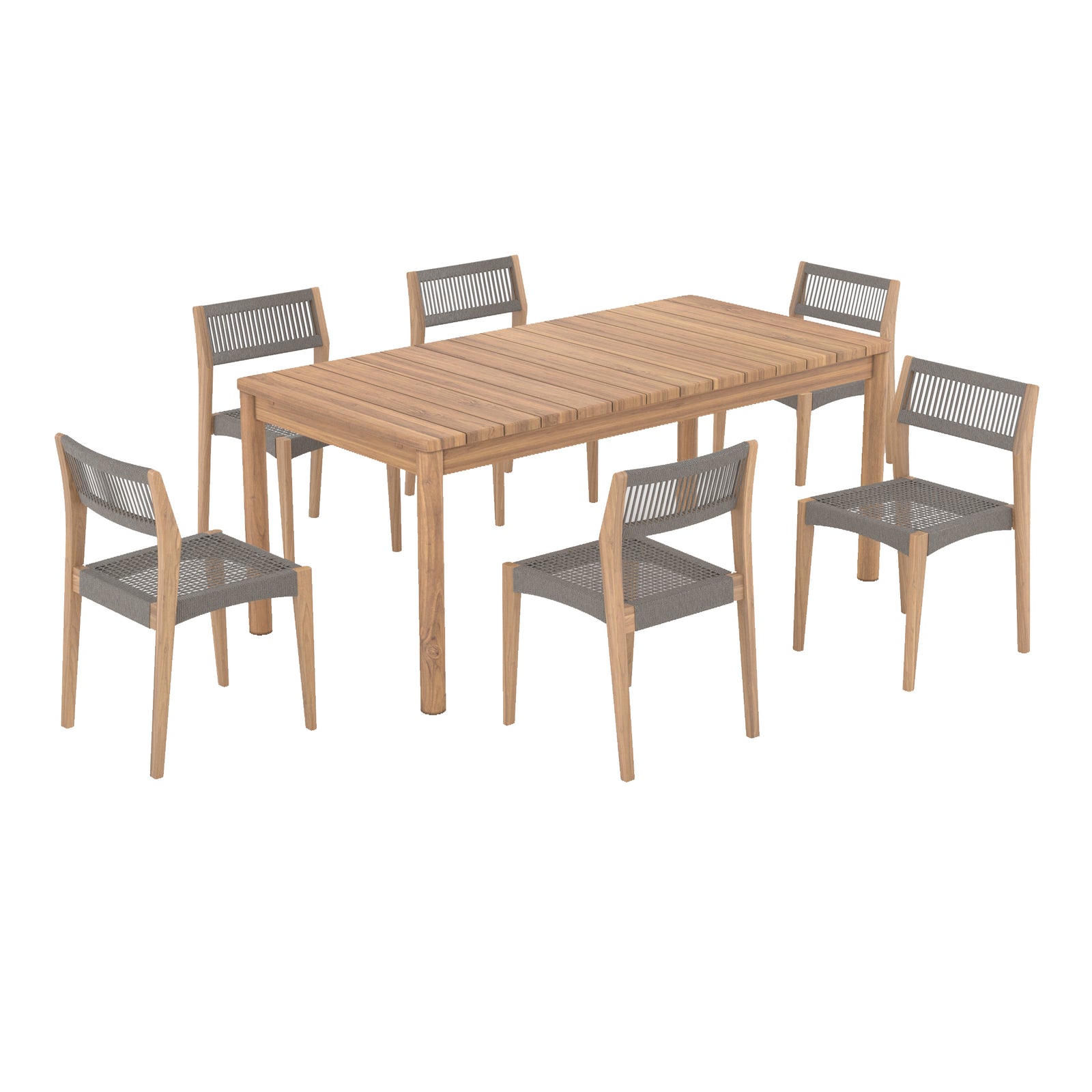 table et chaise de jardin kora 6 personnes en bois de teck massif fond blanc