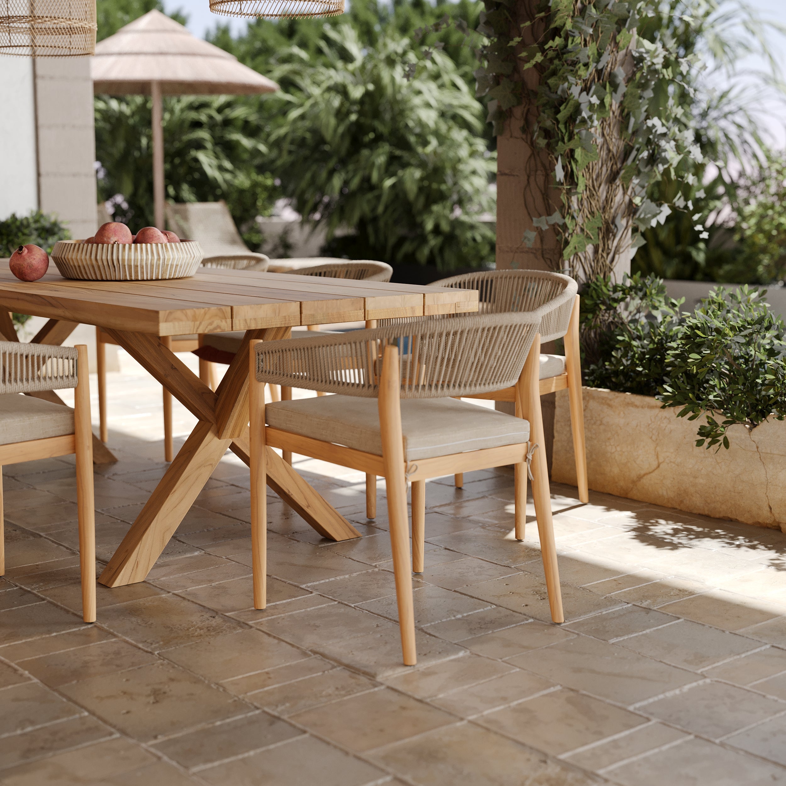 table et chaise de jardin yuma en teck zoom produit