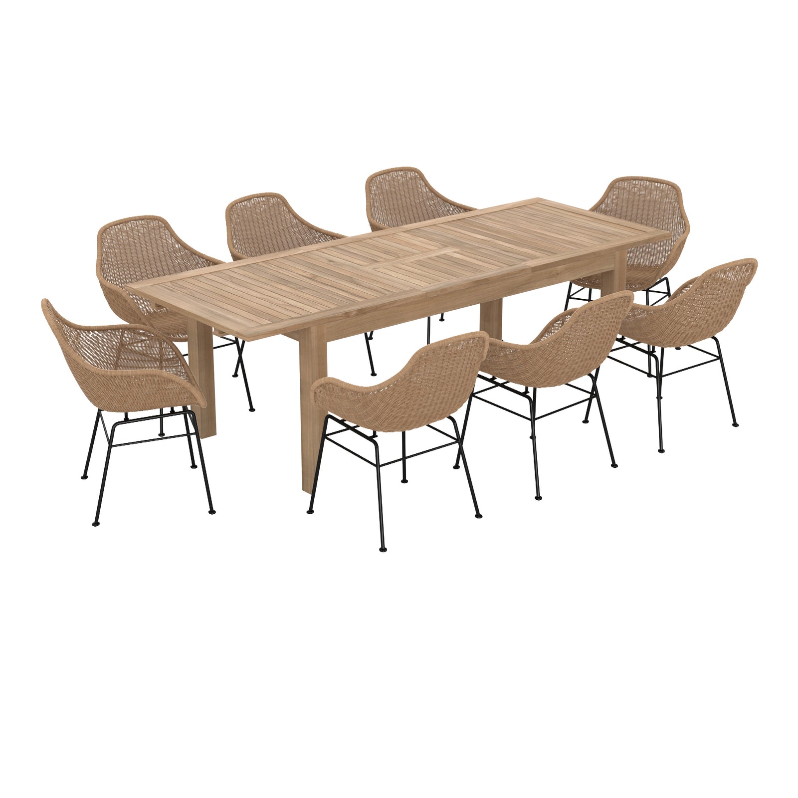 table et chaise de jardini carmela 8 personnes en bois et resine fond blanc