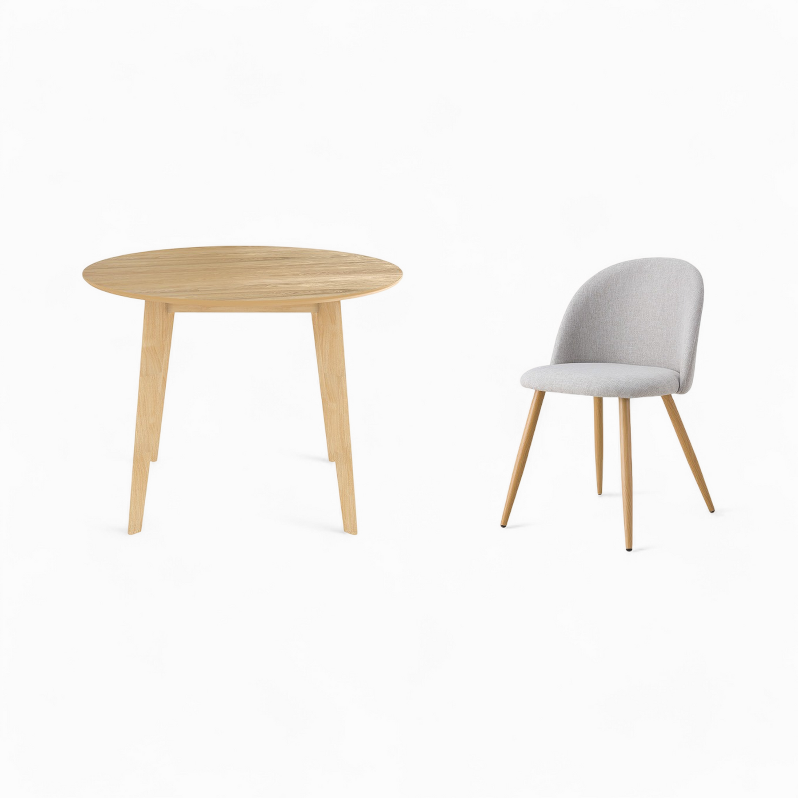 table et chaises 4 personnes en bois tissu taupe