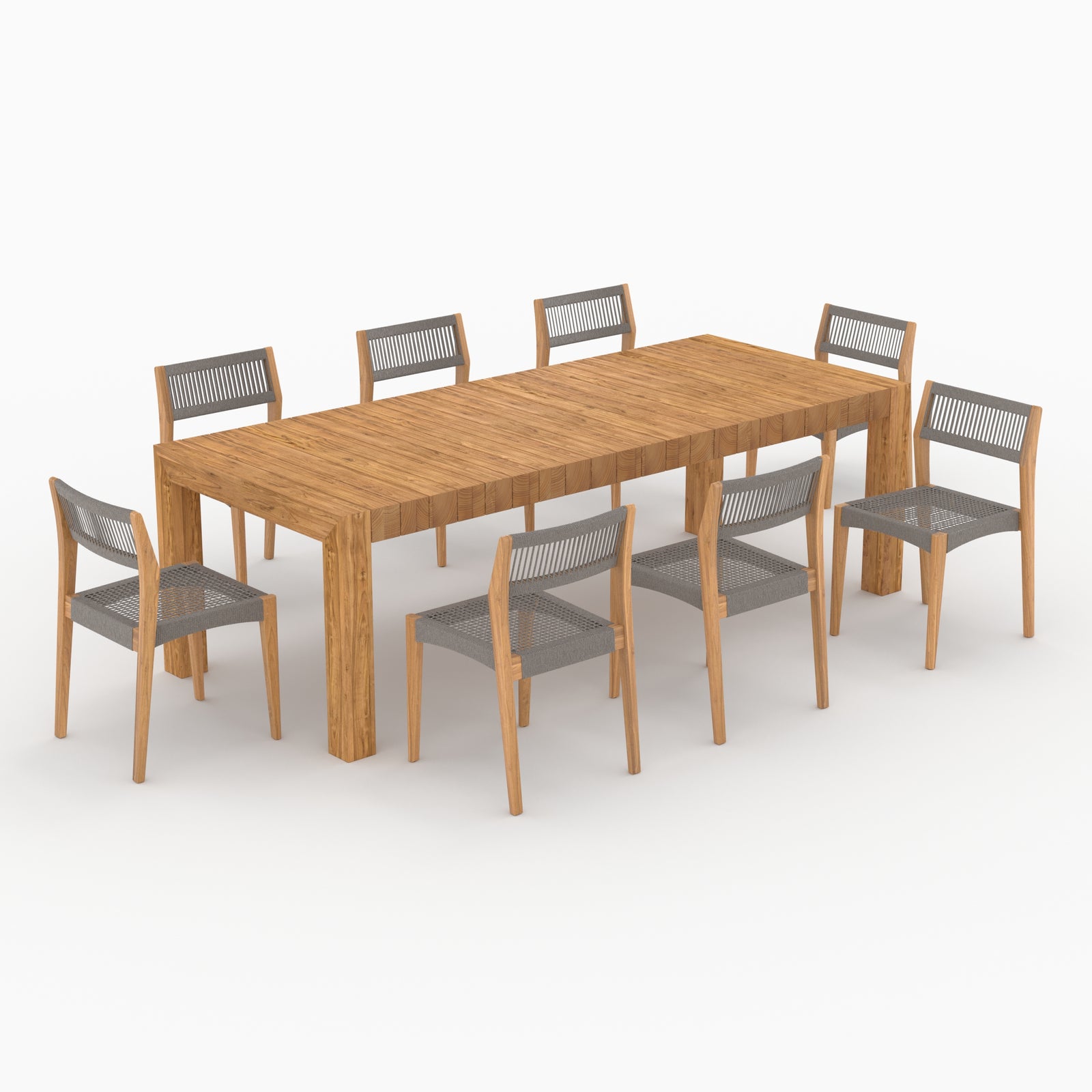 table et chaises de jardin 8 personnes en bois de teck recycle zia