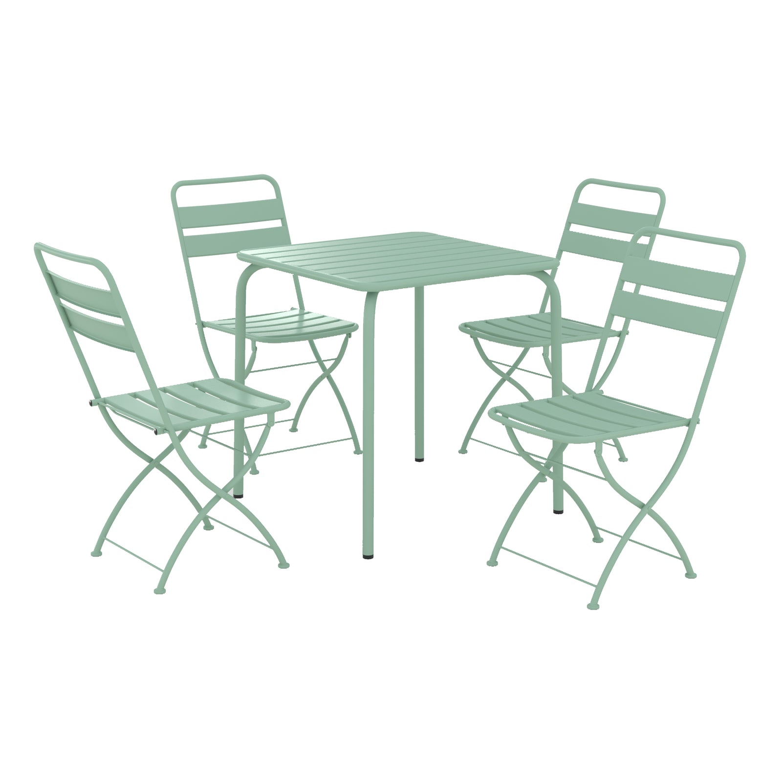 table et chaises de jardin en metal ver clair 4 personnes yumi fond blanc