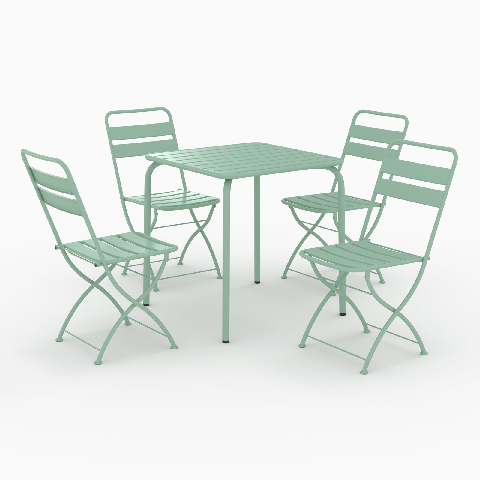 table et chaises de jardin en metal ver clair 4 places yumi
