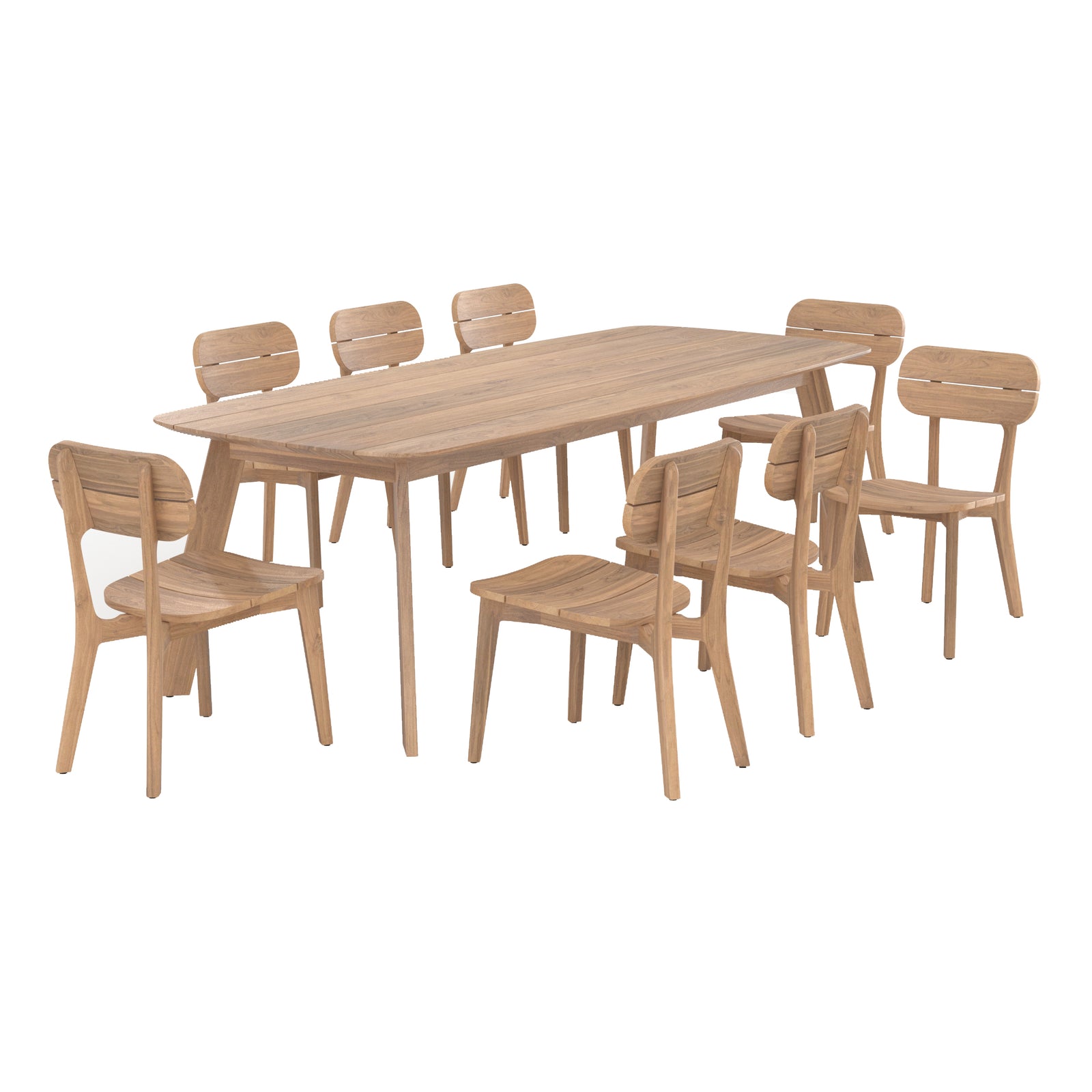 table et chaises de jardin lumo 8 personnes en bois de teck recycle fond blanc