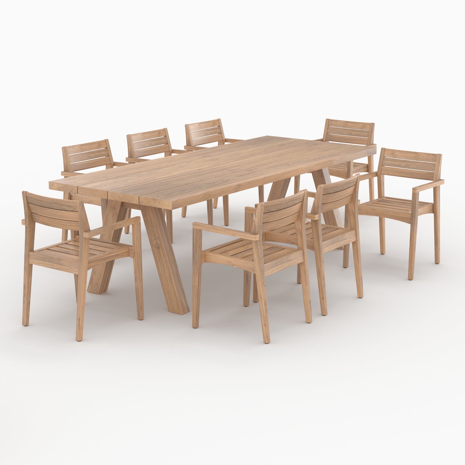 table et chaises de jardin molo 8 personnes en bois de teck recycle