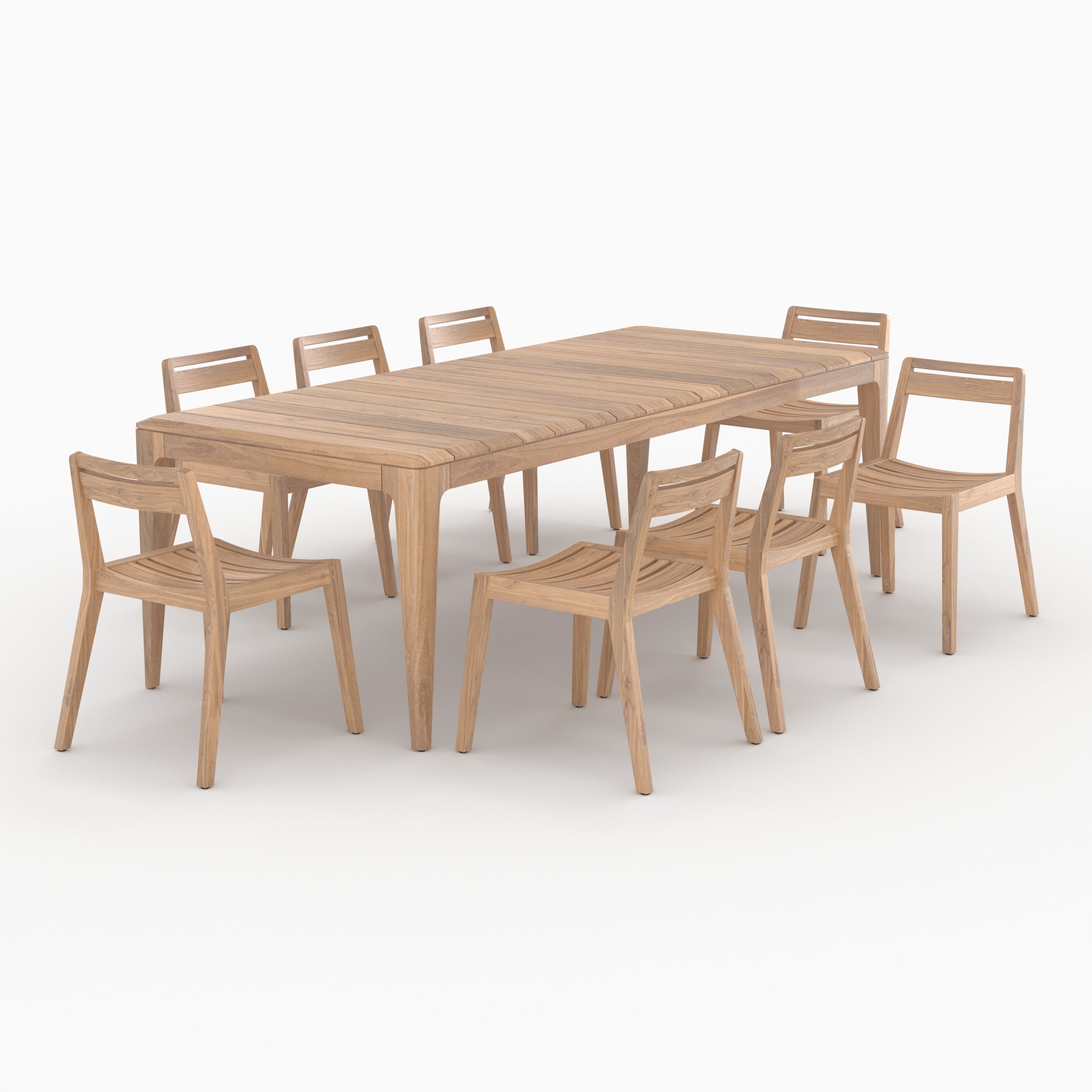 table et chaises de jardin nonza 8 personnes en bois de teck recycle_1