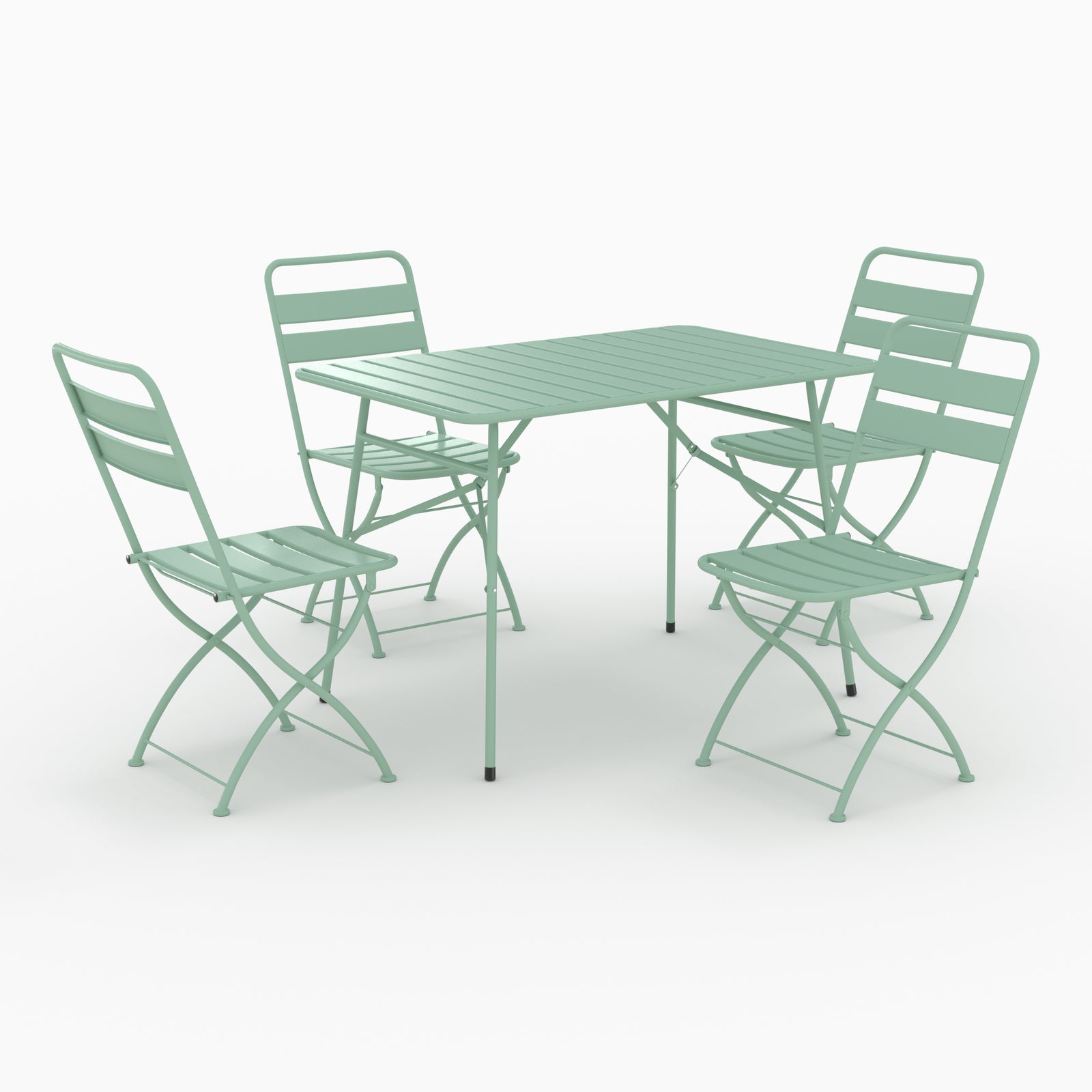 table et chaises de jardin pliantes 4 personnes yumi en metal vert pack pliant