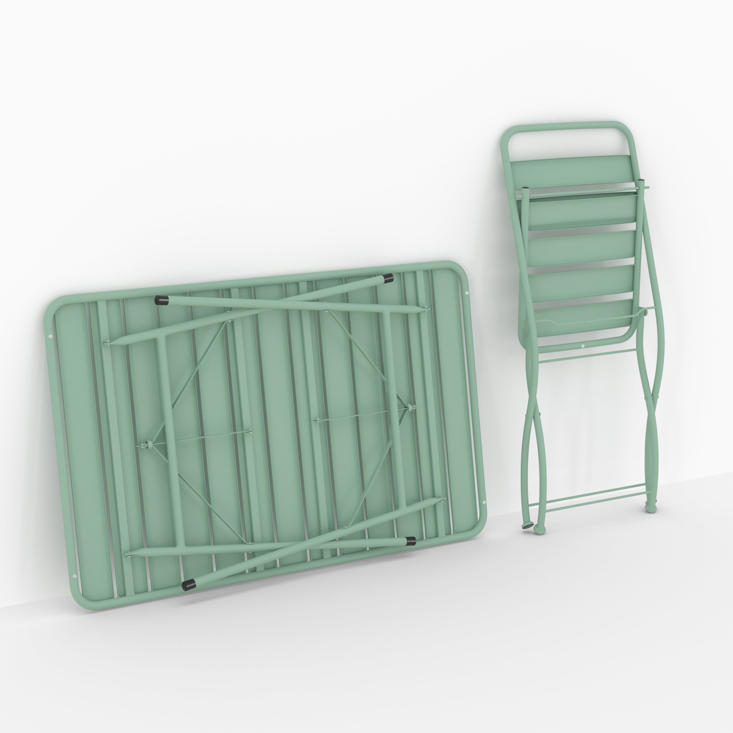 table et chaises de jardin pliantes 4 personnes yumi en metal vert