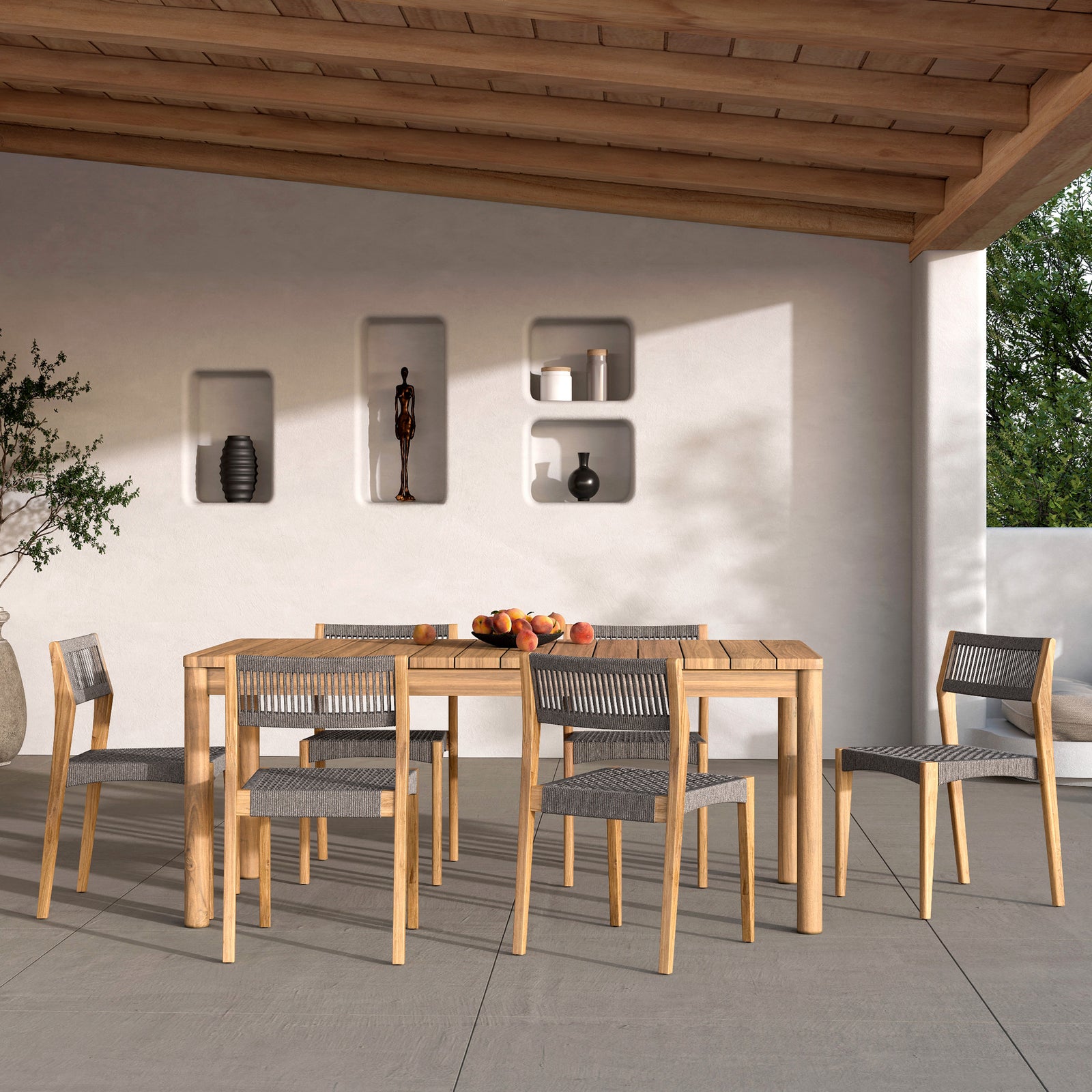 table et chaises exterieur 8 places kora bois