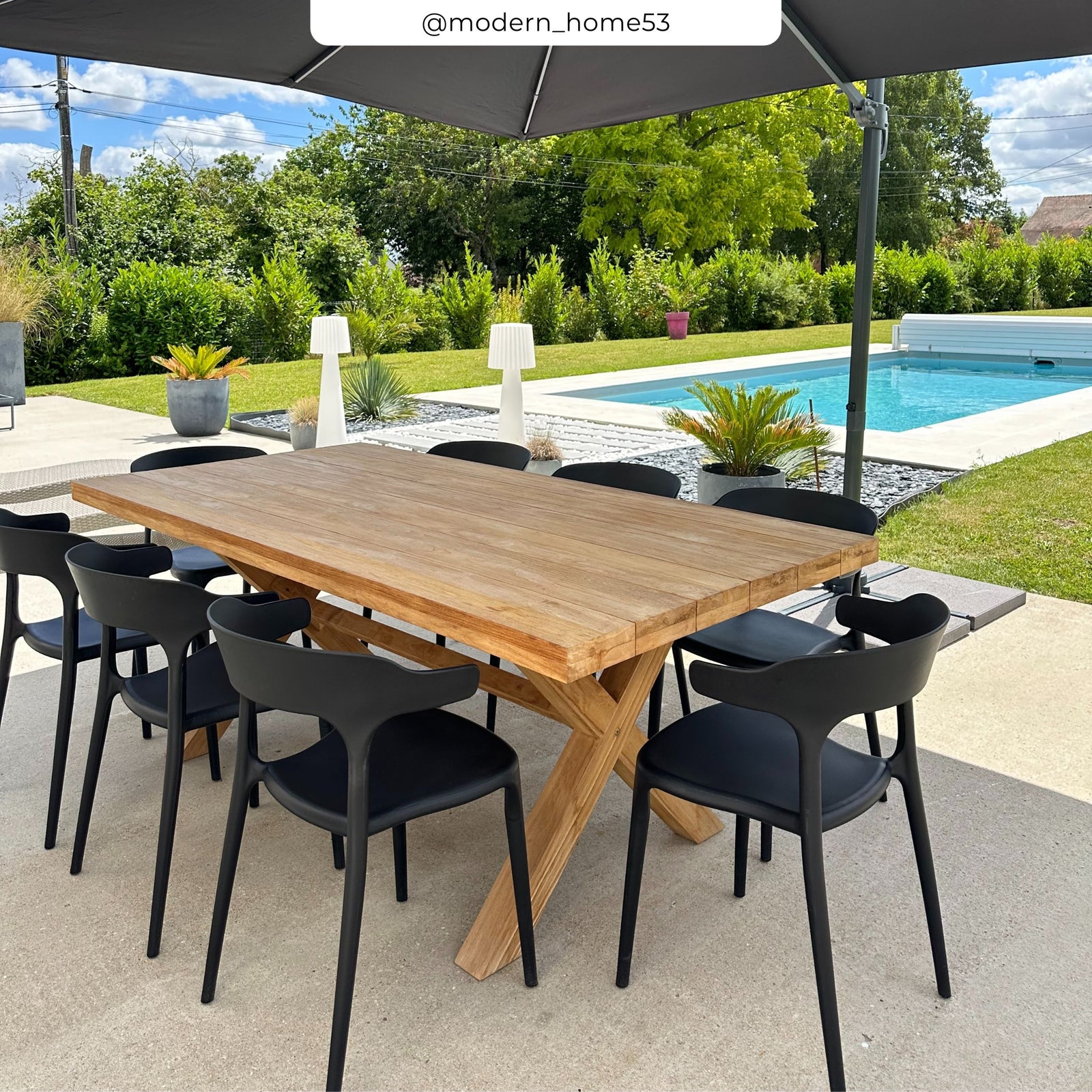table jardin bois teck massif 200 cm