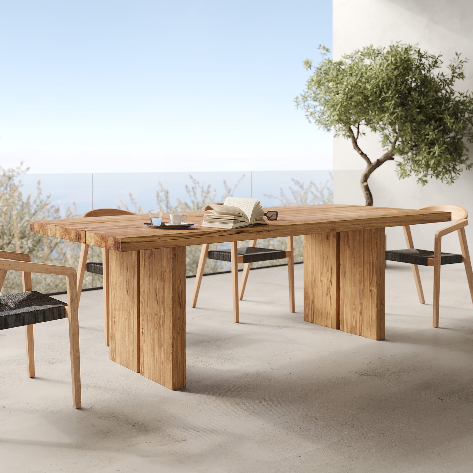 table jardin bois teck rectangulaire 10 places exterieur siam