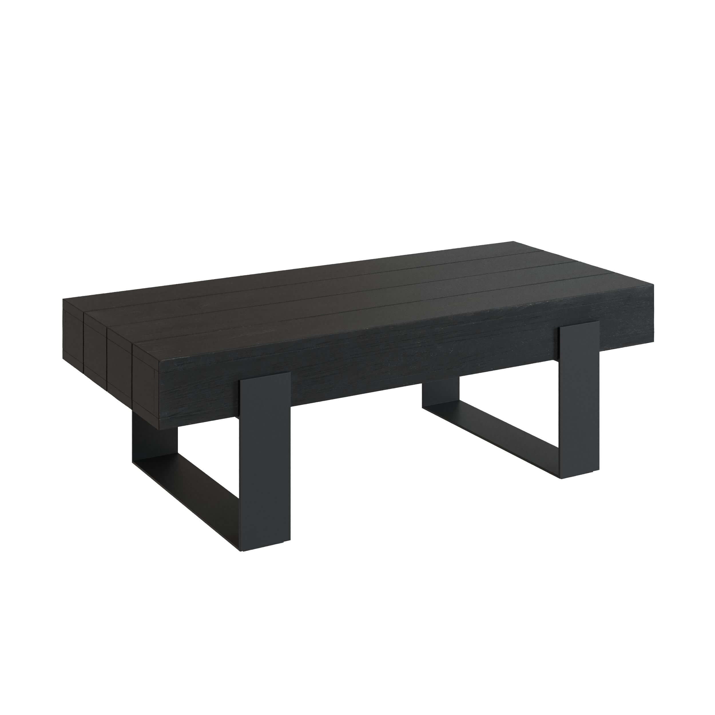 table lya basse bois de teck recycle et pieds metal