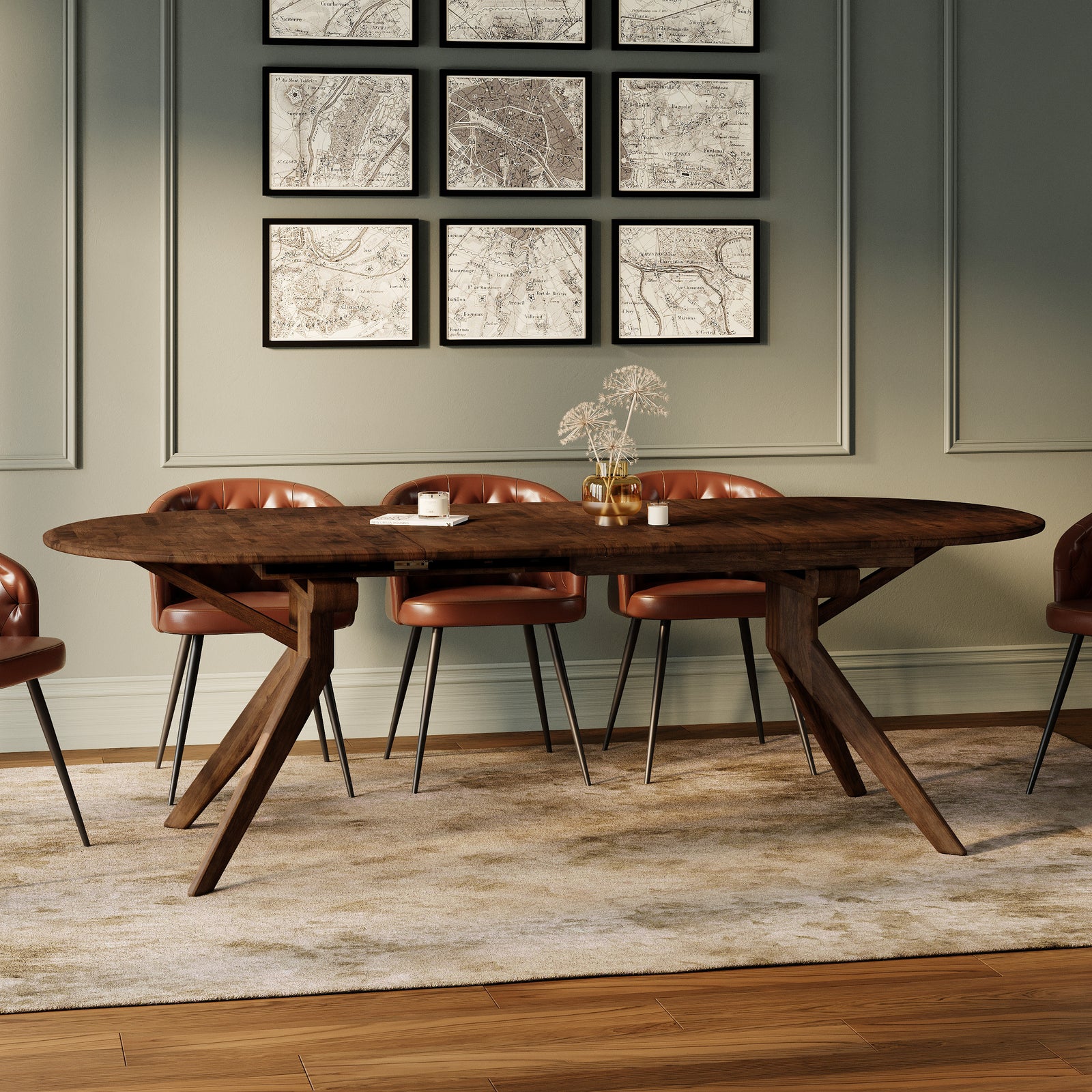 table merlin bois dhevea massif fonce extensible rdv deco