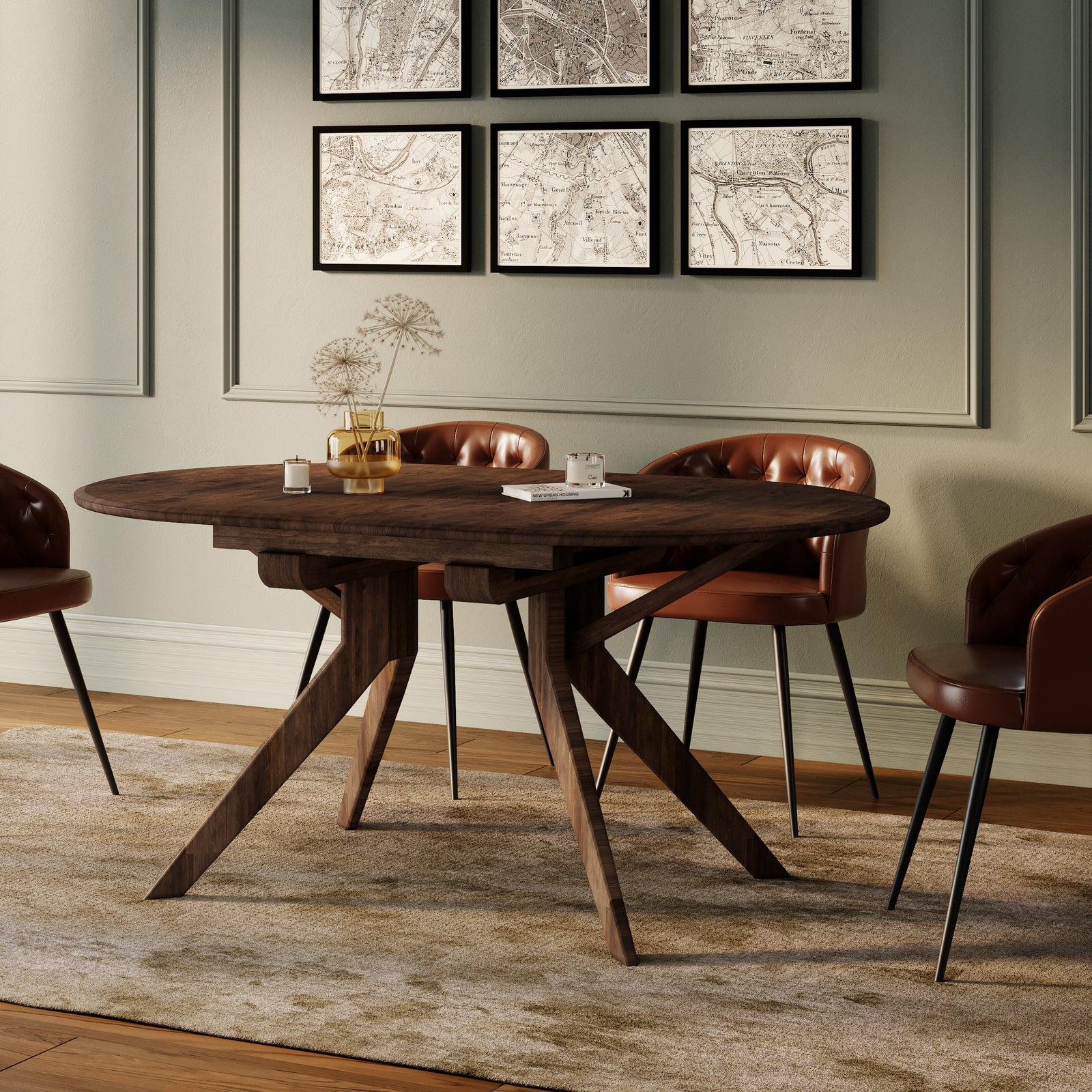 table merlin en bois hevea massif fonce extensible