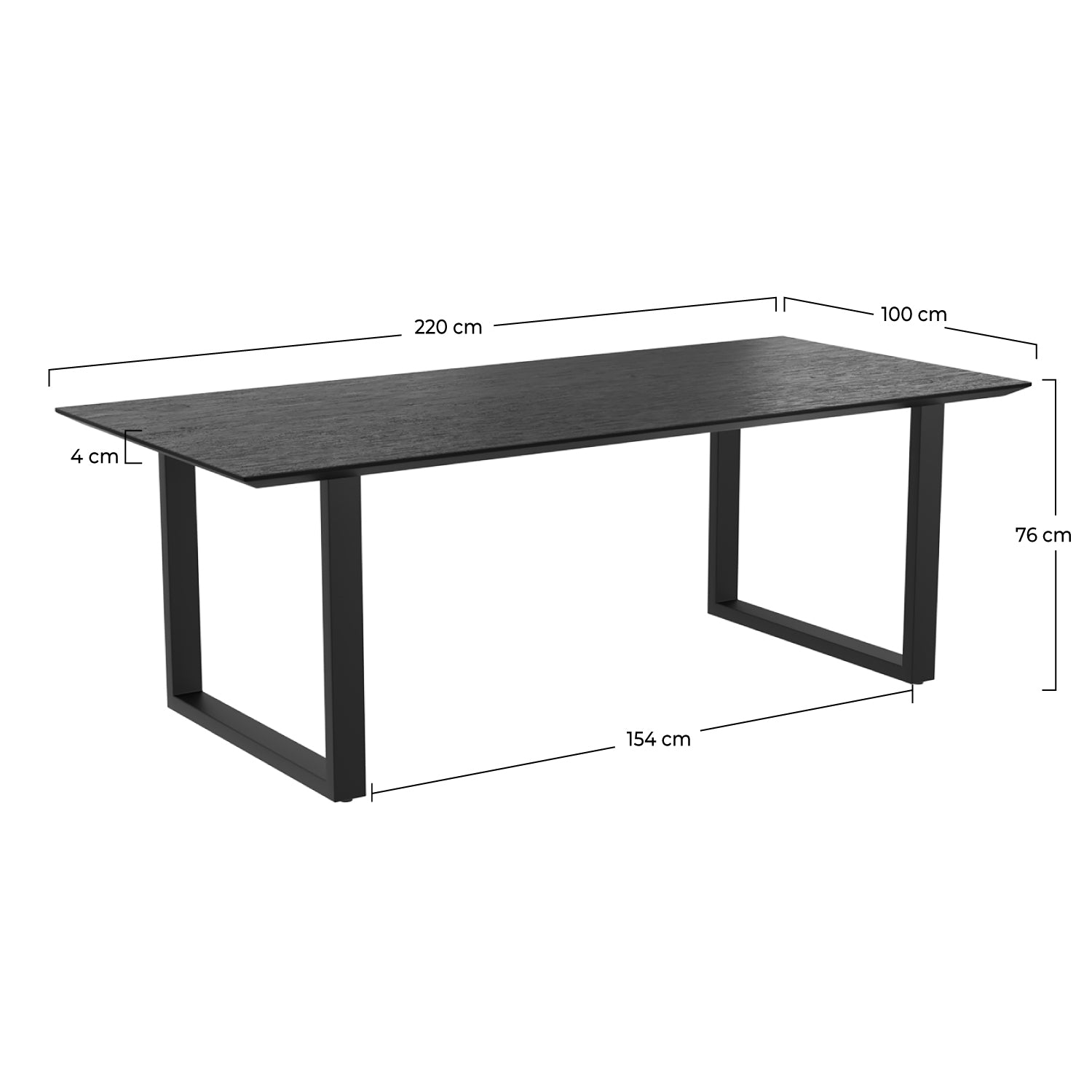 table noir teck 220 cm 8 places adok