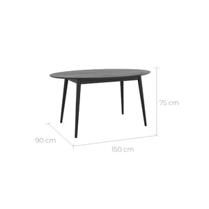 table noire eddy ovale 150 cm