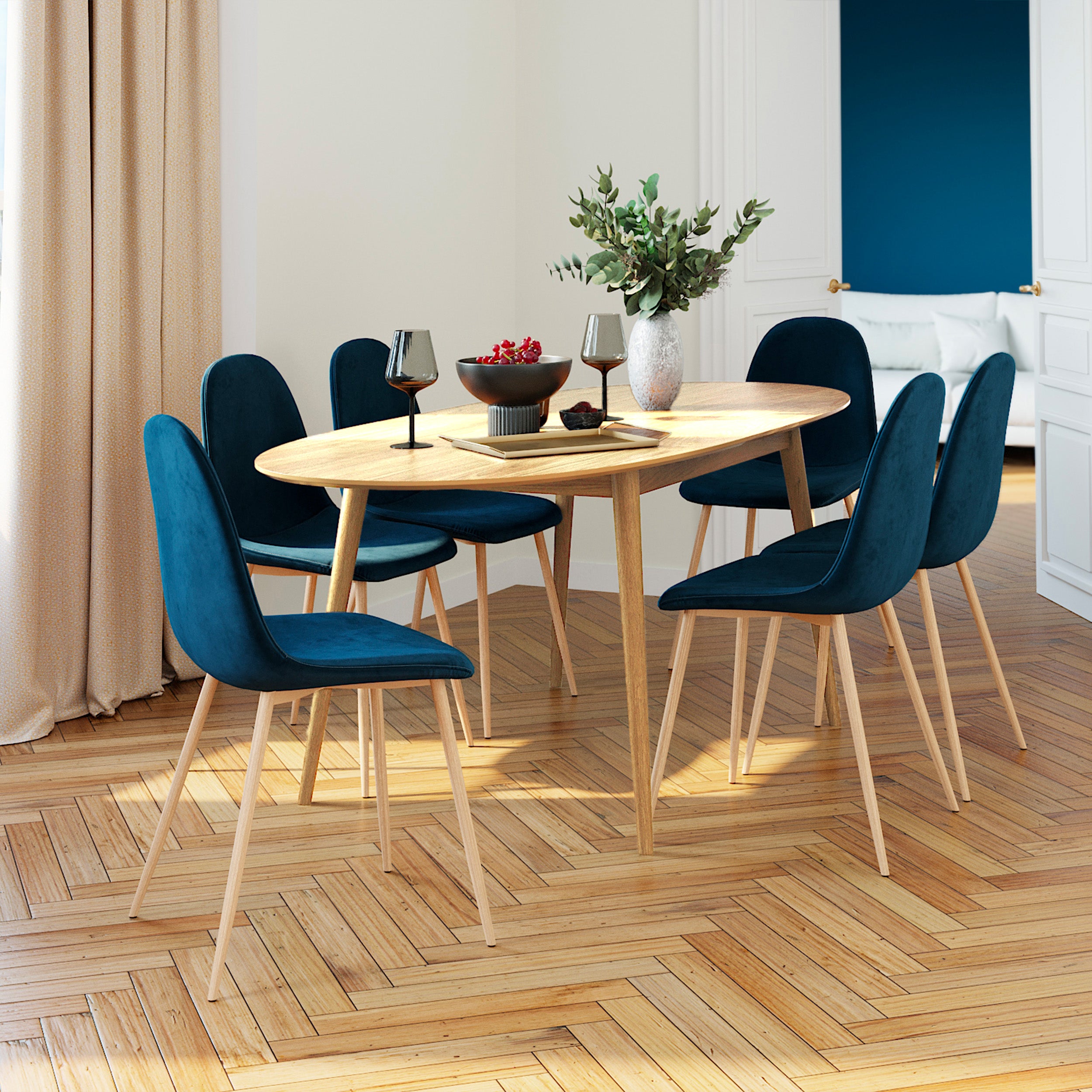 table ovale en bois clair extensible 170 200 cm eddy