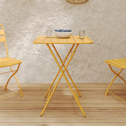 Table de jardin Yumi pliante en metal jaune beurre 2 personnes