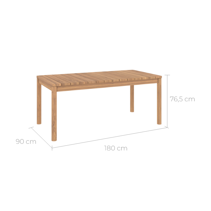 table rectangulair de jardin en bois de teck massif 180 245 cm berka