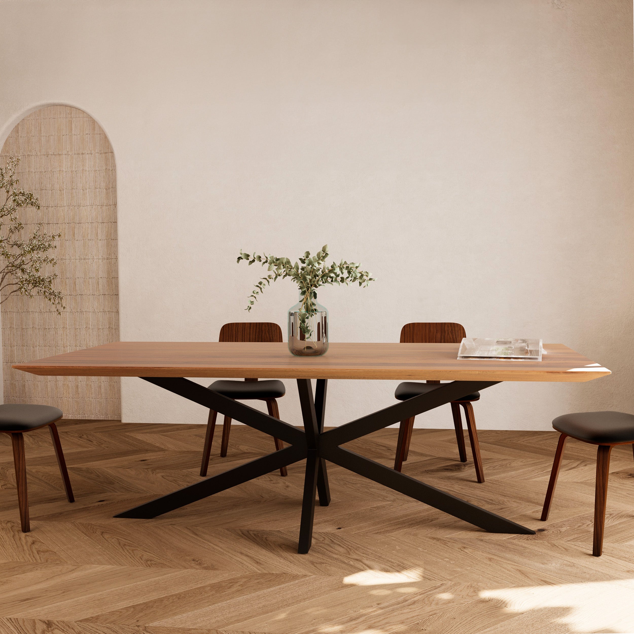 table rectangulaire bois pieds noirs 8 personnes