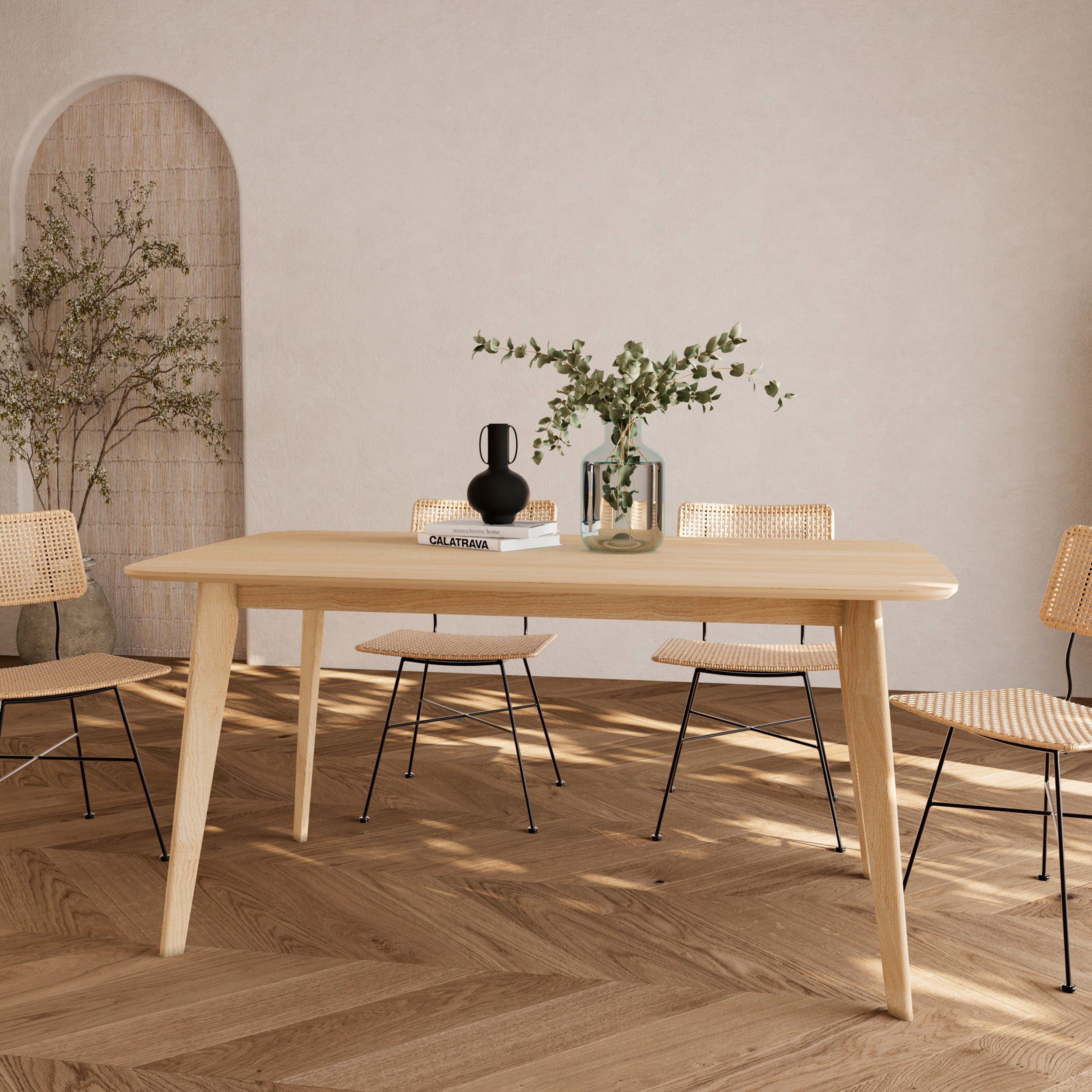 table rectangulaire en bois clair 150 cm oman