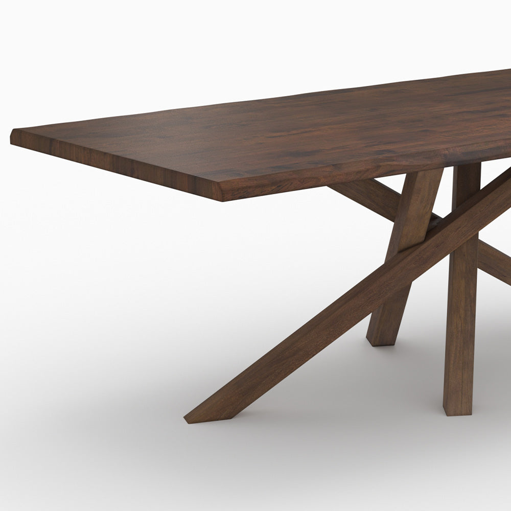table robin bois d hevea massif fonce 8 personnes