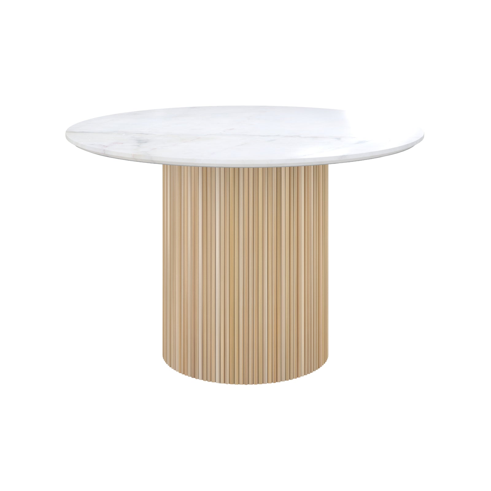 table ronde en marbre blanc et bois de manguier morea fond blanc