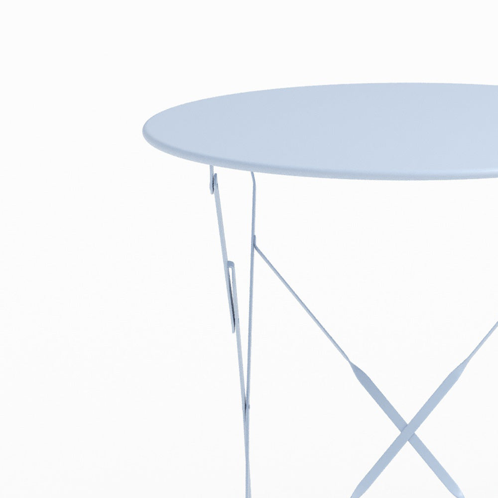 Table ronde et chaises de jardin pliantes Kayla 2 places en métal bleu