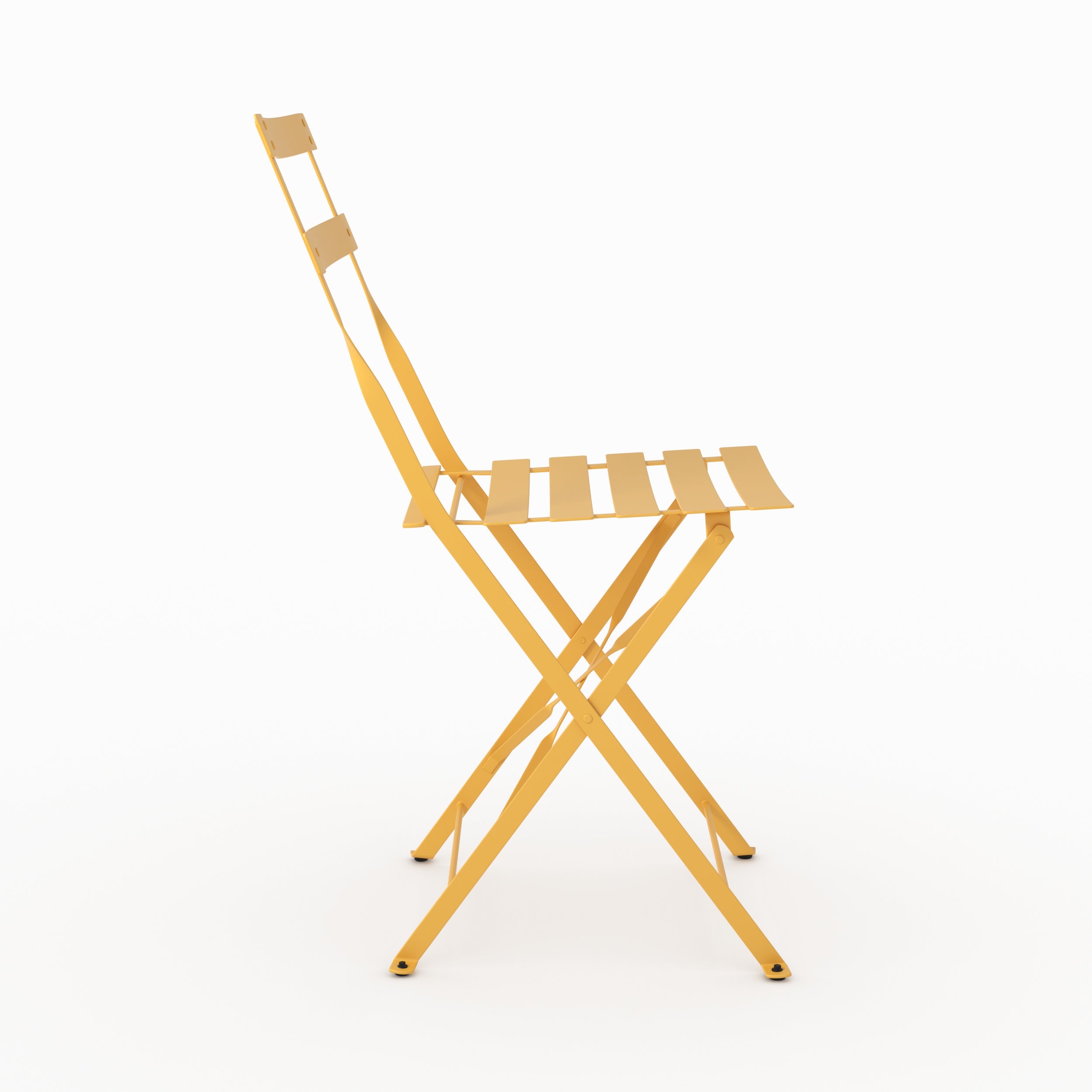 Table ronde et chaises de jardin pliantes Kayla 2 places en métal jaune