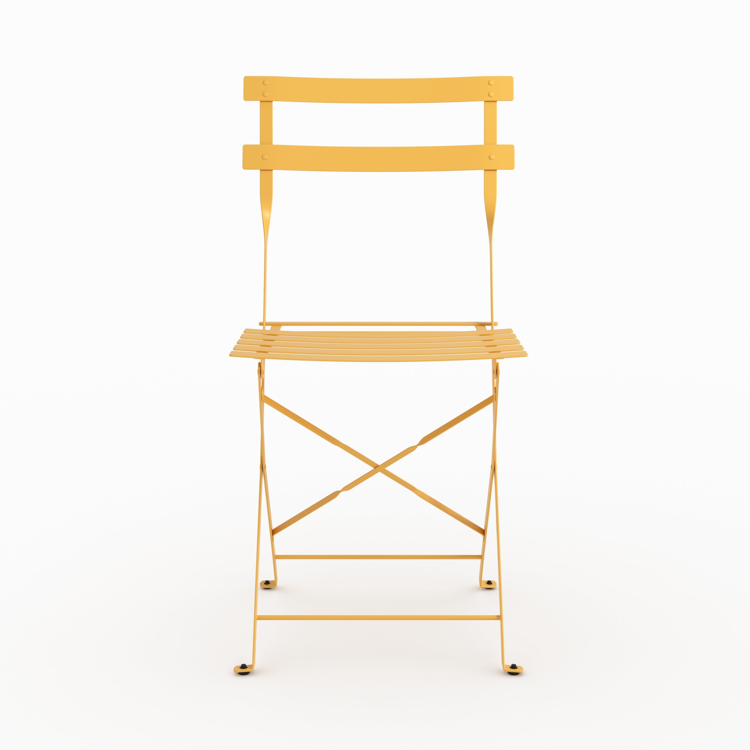 Table ronde et chaises de jardin pliantes Kayla 2 places en métal jaune