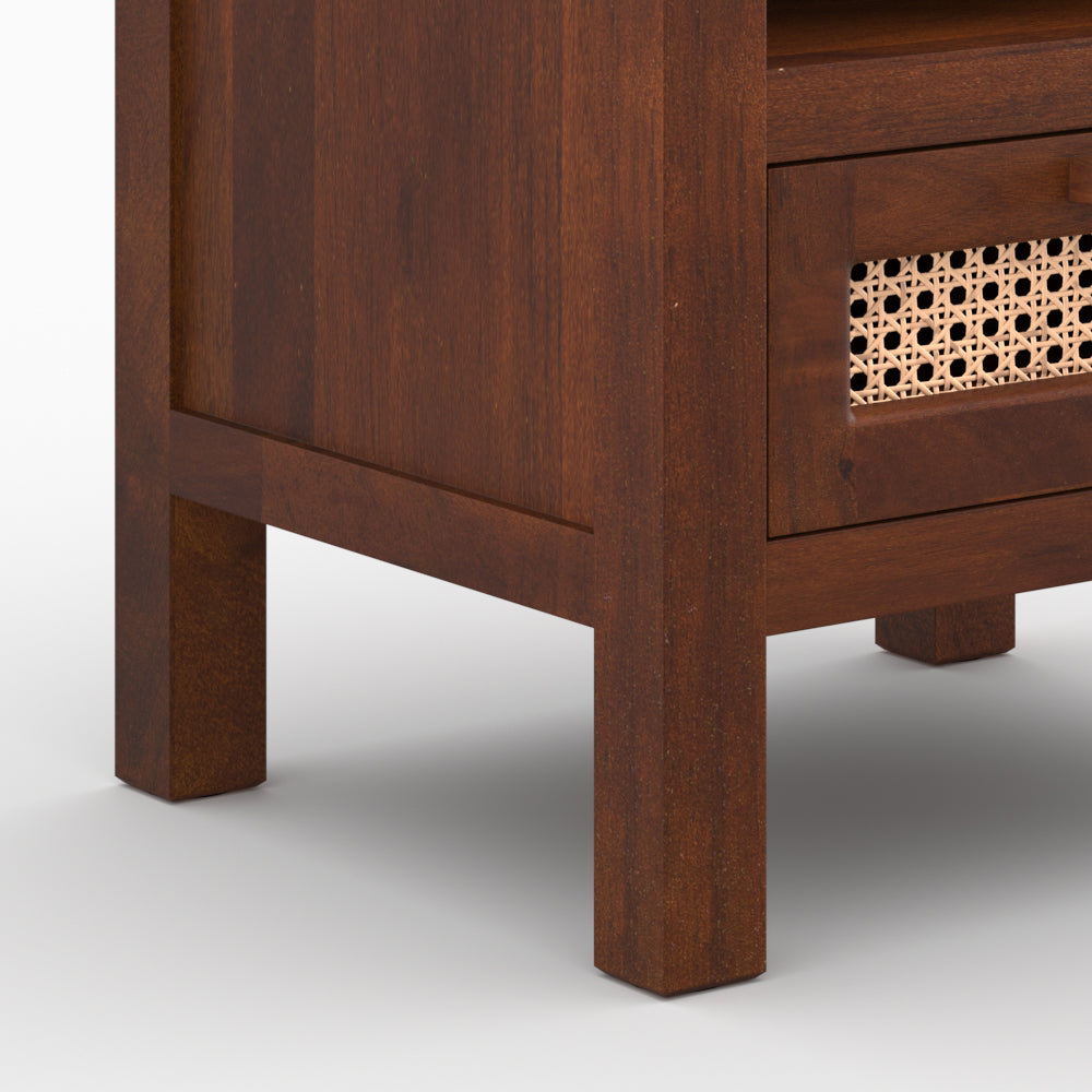 table_chevet_tiki_style_vintage_manguier_cannage_bois_fonce