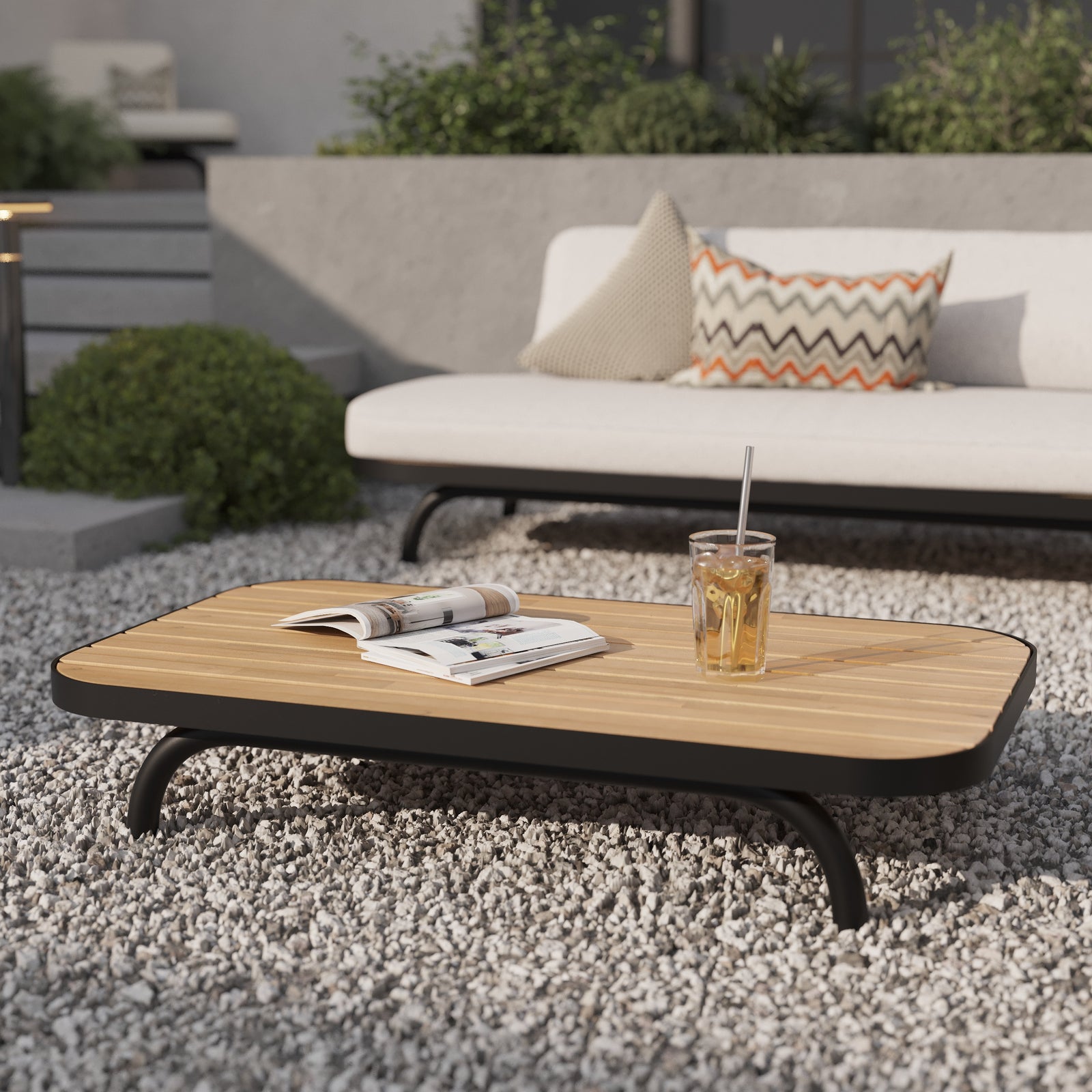 tables basse de jardin bois acacia pieds noirs focus samba