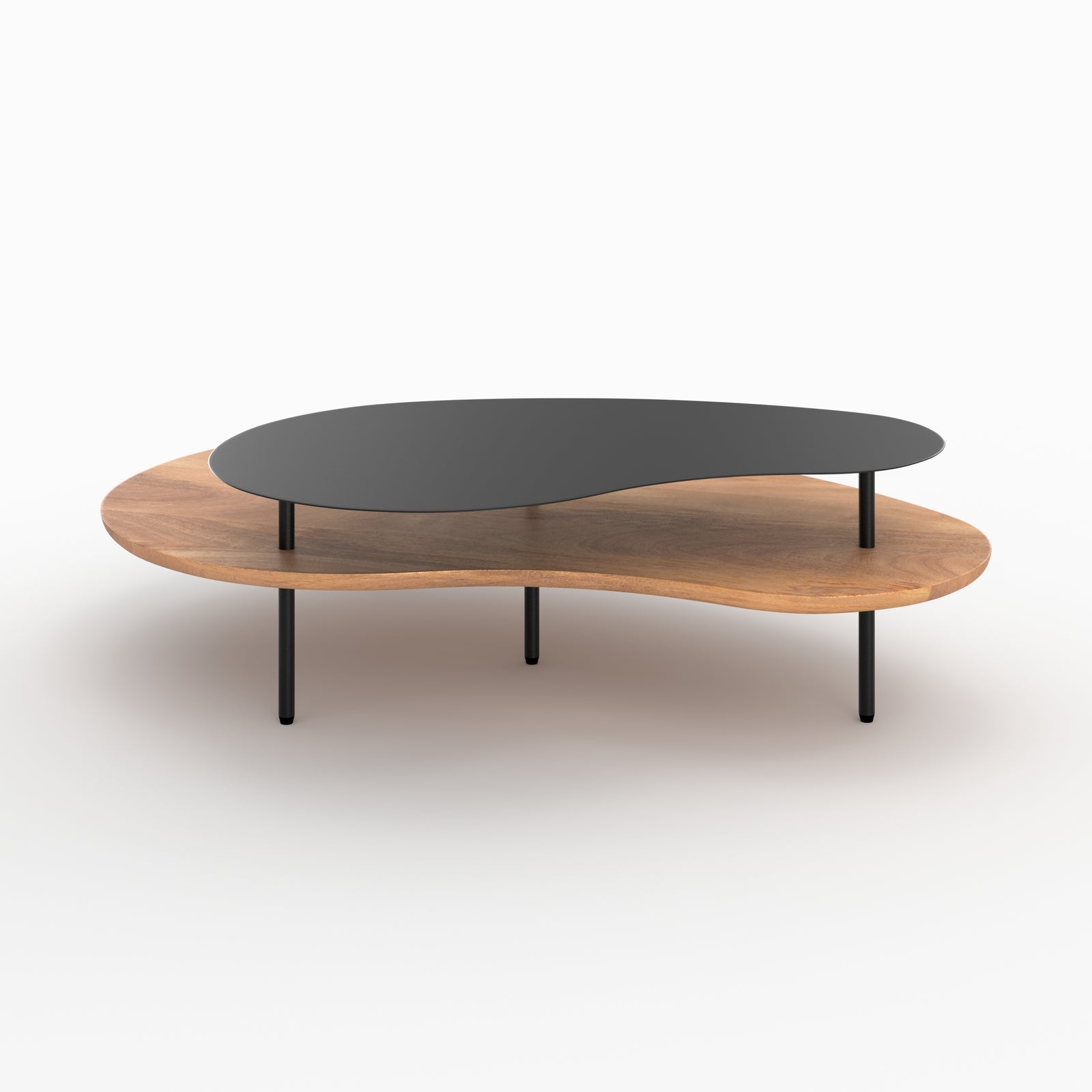 tables gigognes moji bois et metal noir lot 2