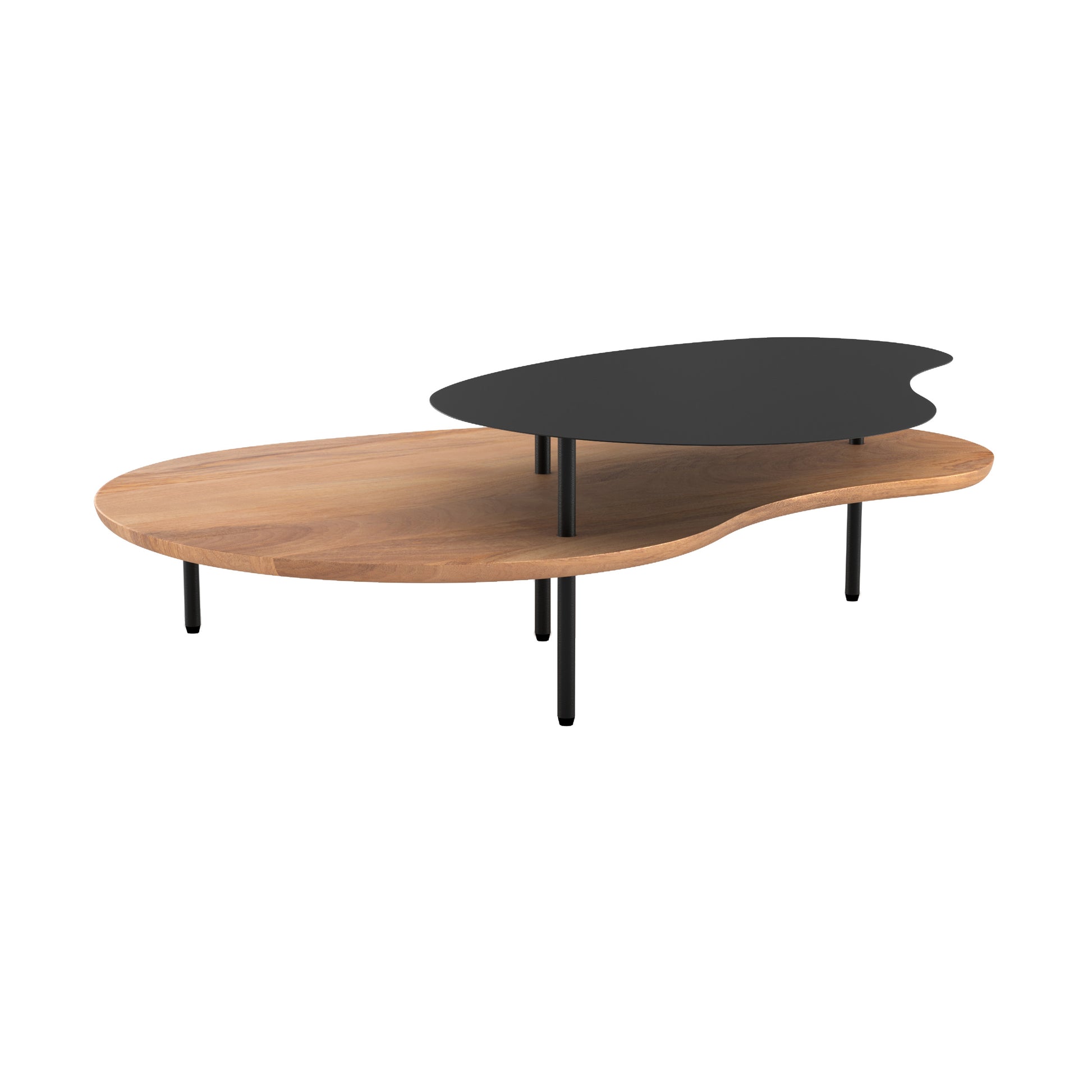 tables gigognes moji bois et metal noir lot de 2 fond blanc