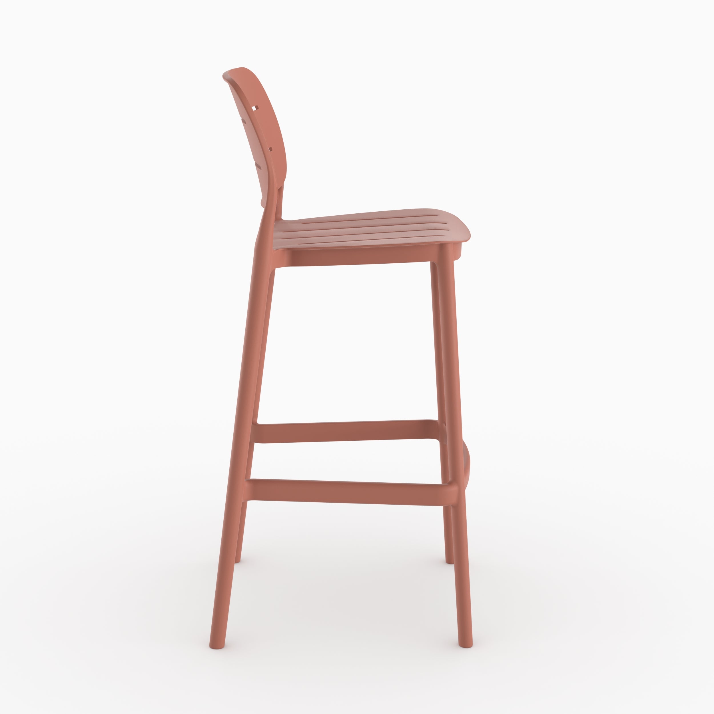 Lot de 2 chaises de bar de jardin Lola 75 cm en plastique terracotta